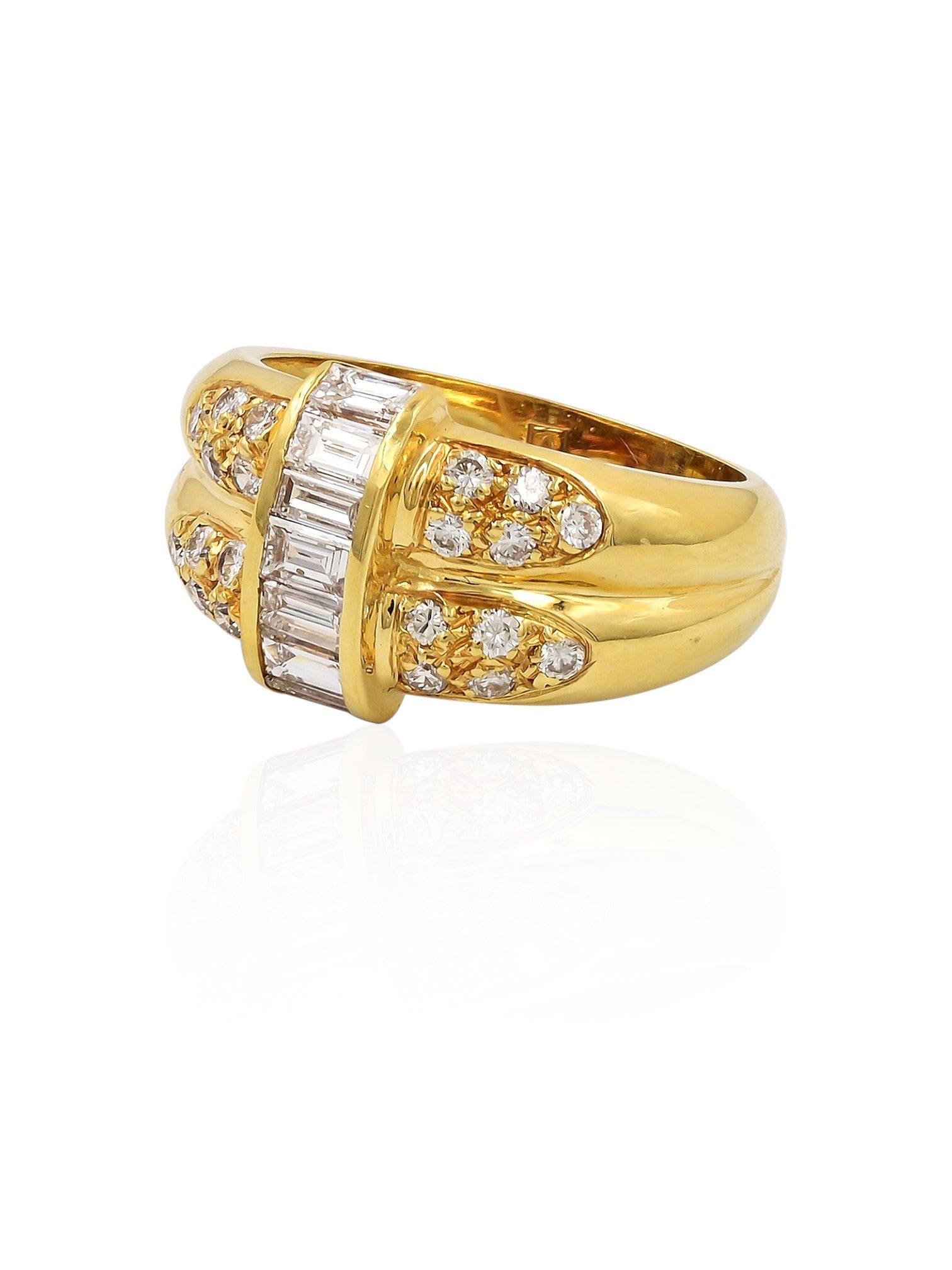 Sophia D Vintage Diamond Crossover Ring in 18K Yellow Gold