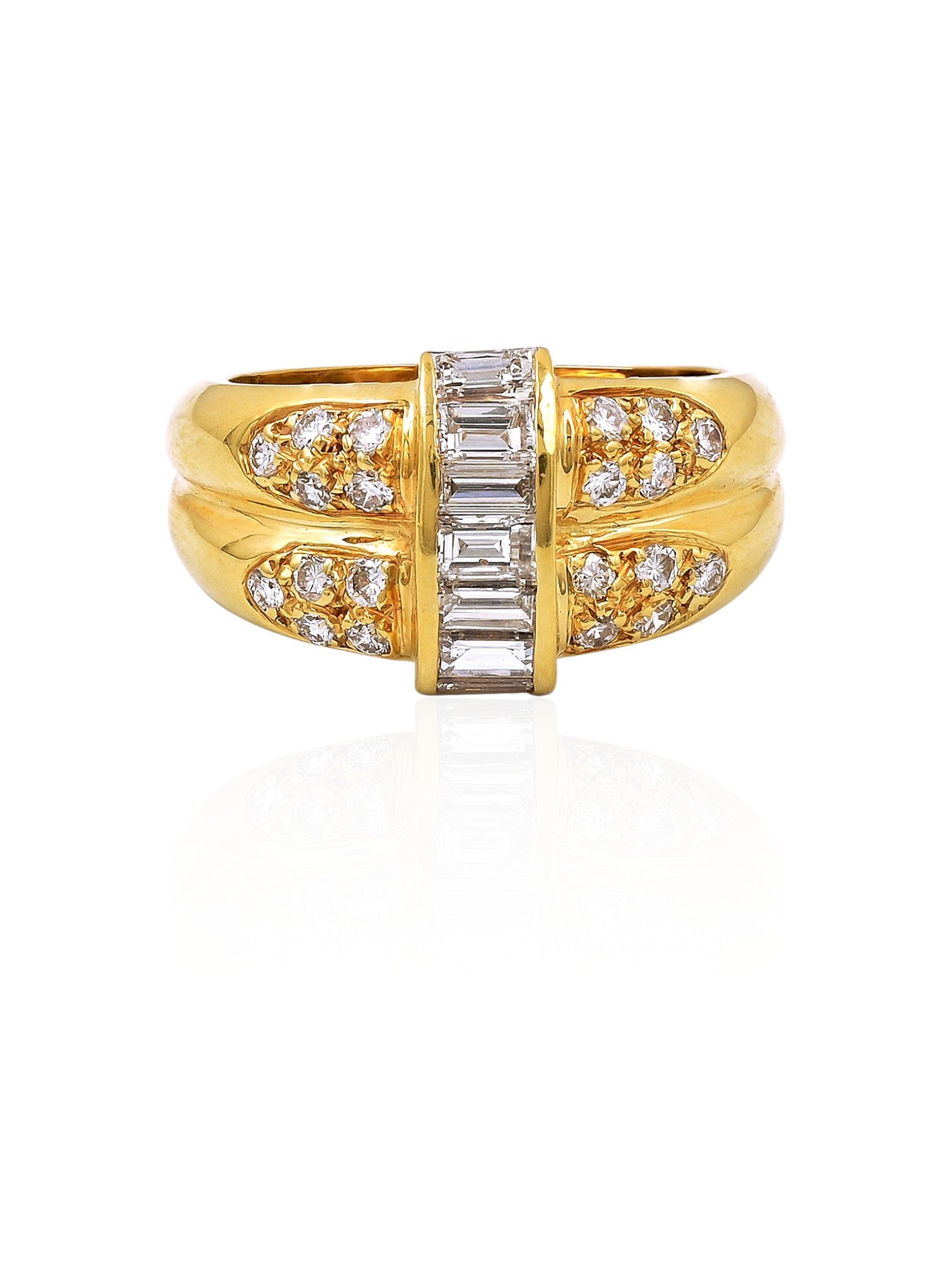 Sophia D Vintage Diamond Crossover Ring in 18K Yellow Gold