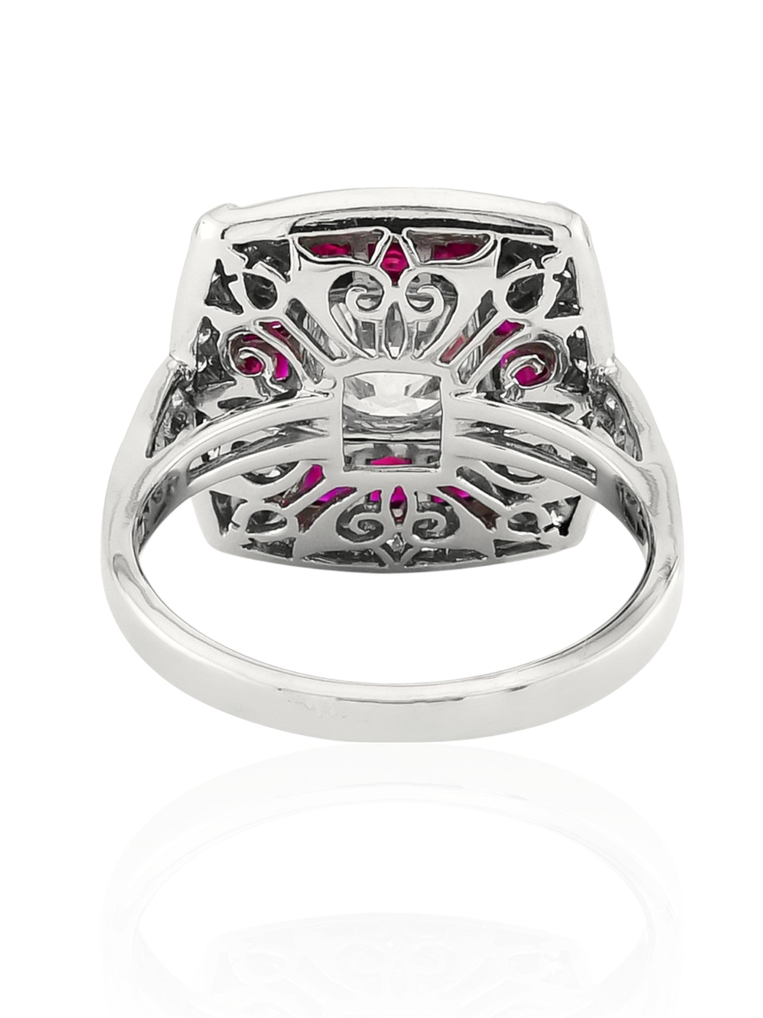 Sophia D Art Deco Ruby and Diamond Ring in Platinum