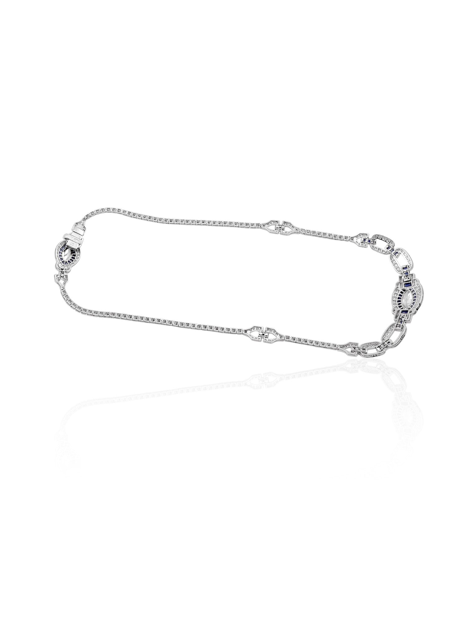 Sophia D Art Deco Sapphire & Diamond Necklace in Platinum
