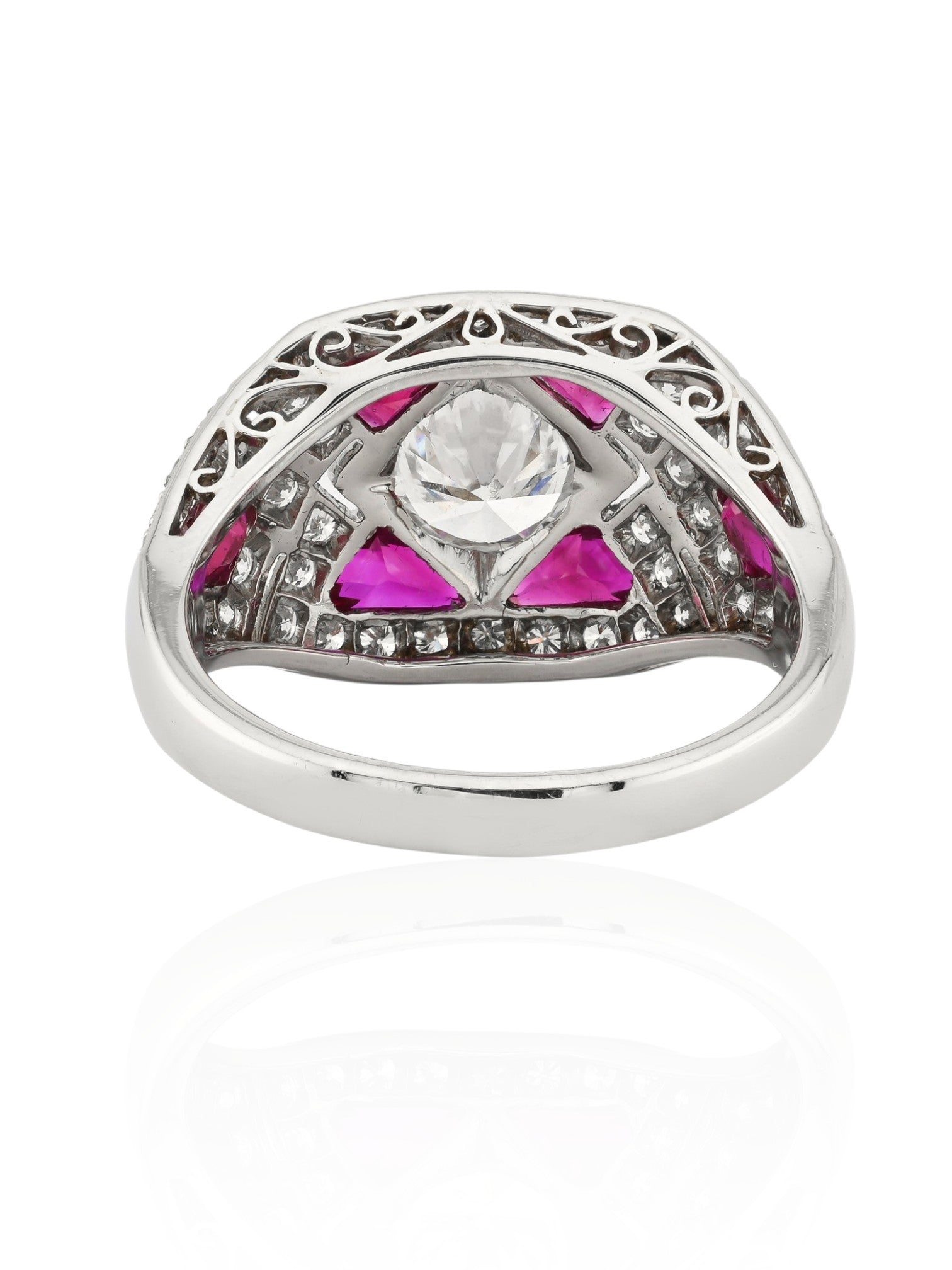 Sophia D Art Deco Ruby and Diamond Geometric Ring in Platinum