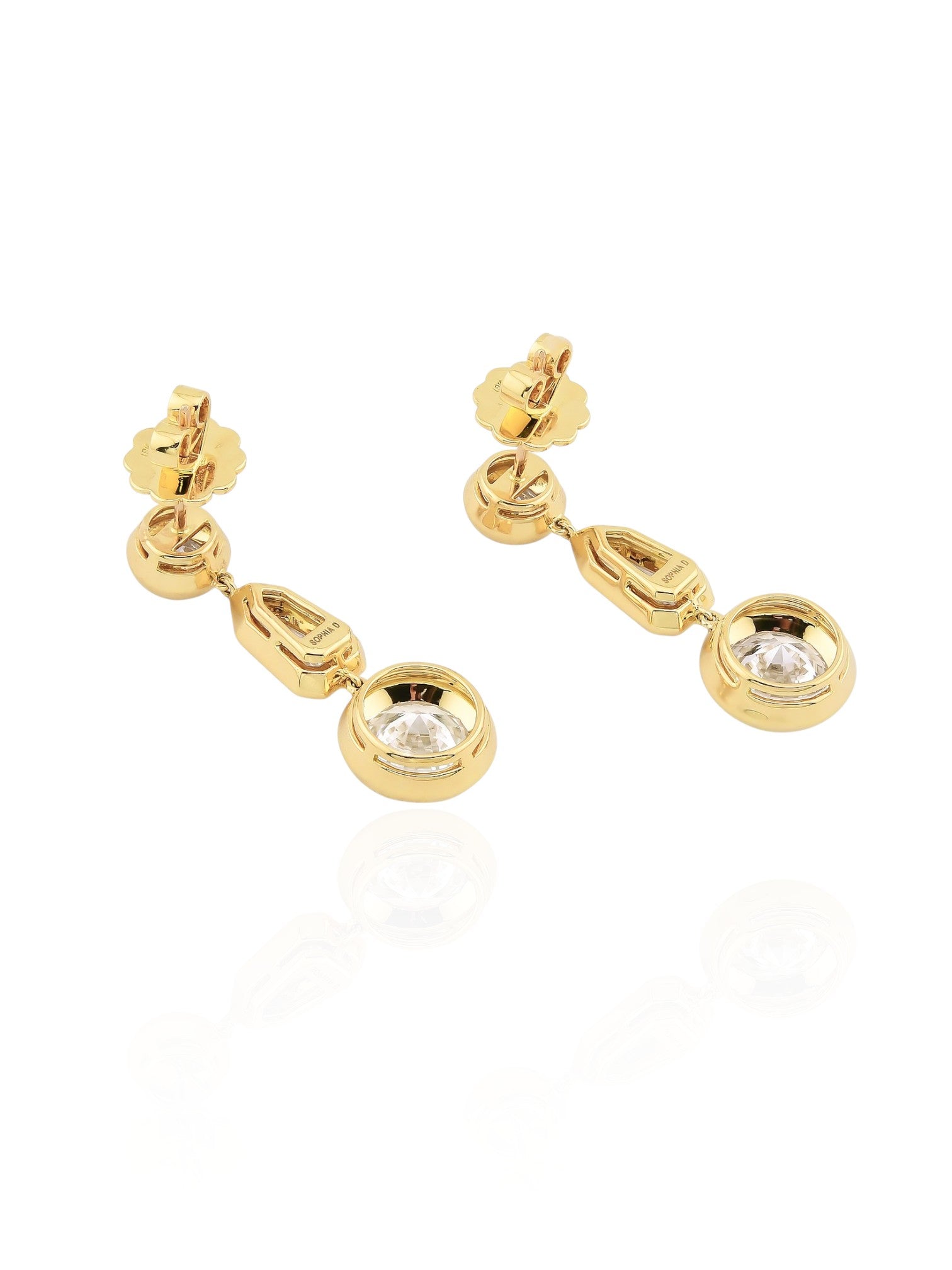 Sophia D Center Diamond Drop Earrings in 18K Yellow Gold