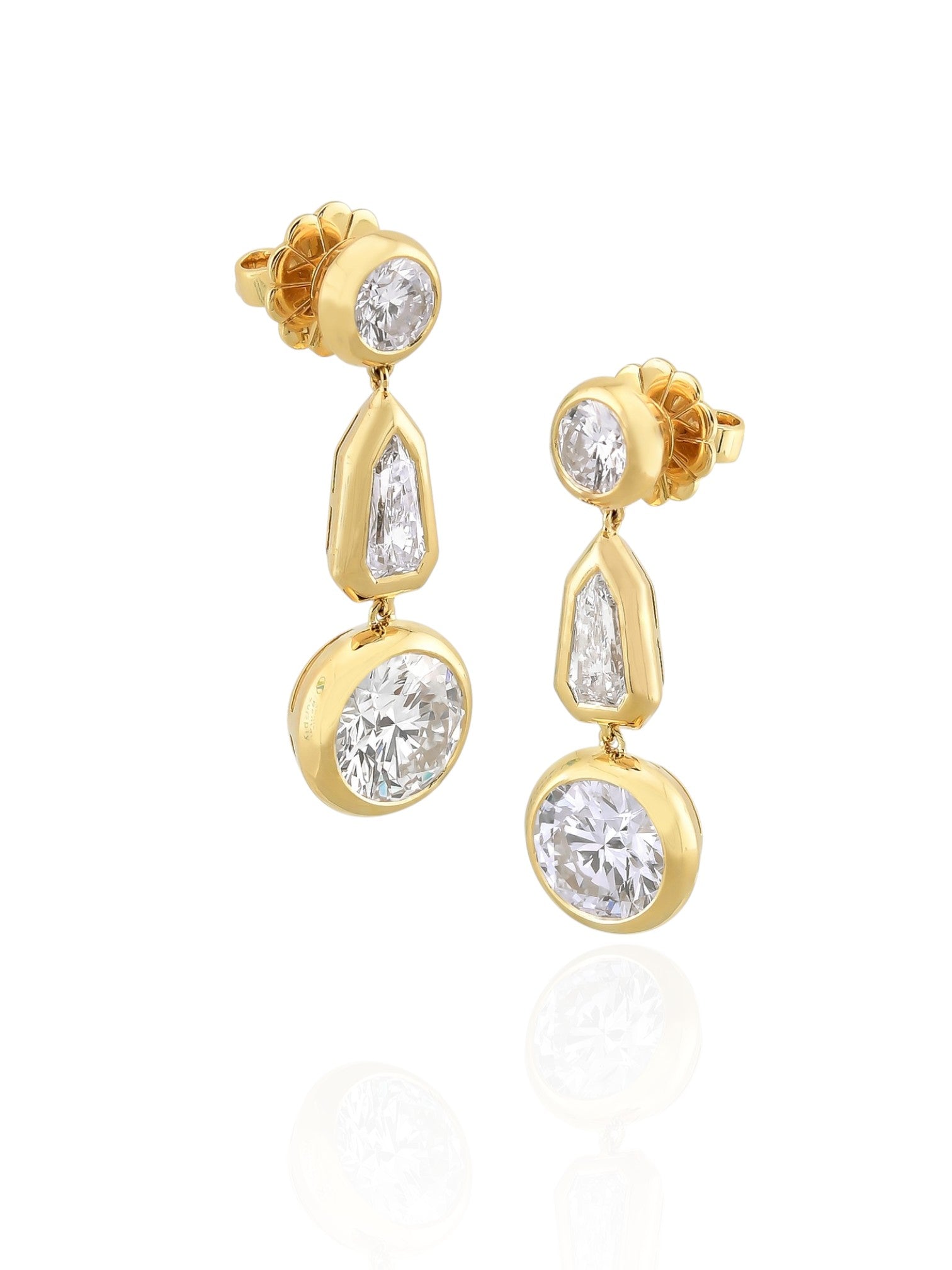 Sophia D Center Diamond Drop Earrings in 18K Yellow Gold