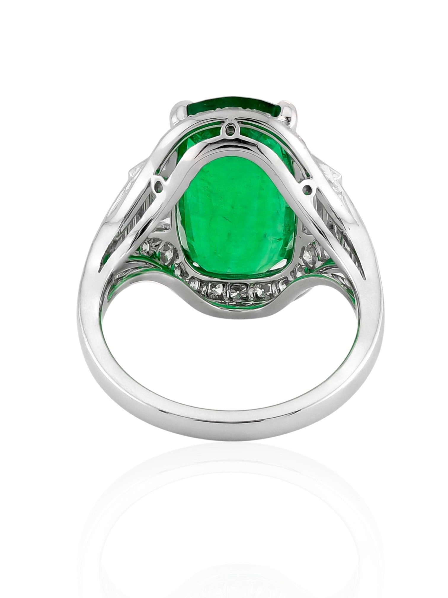 Sophia D Art Deco 6.16 Carat Emerald and Diamond Ring in Platinum