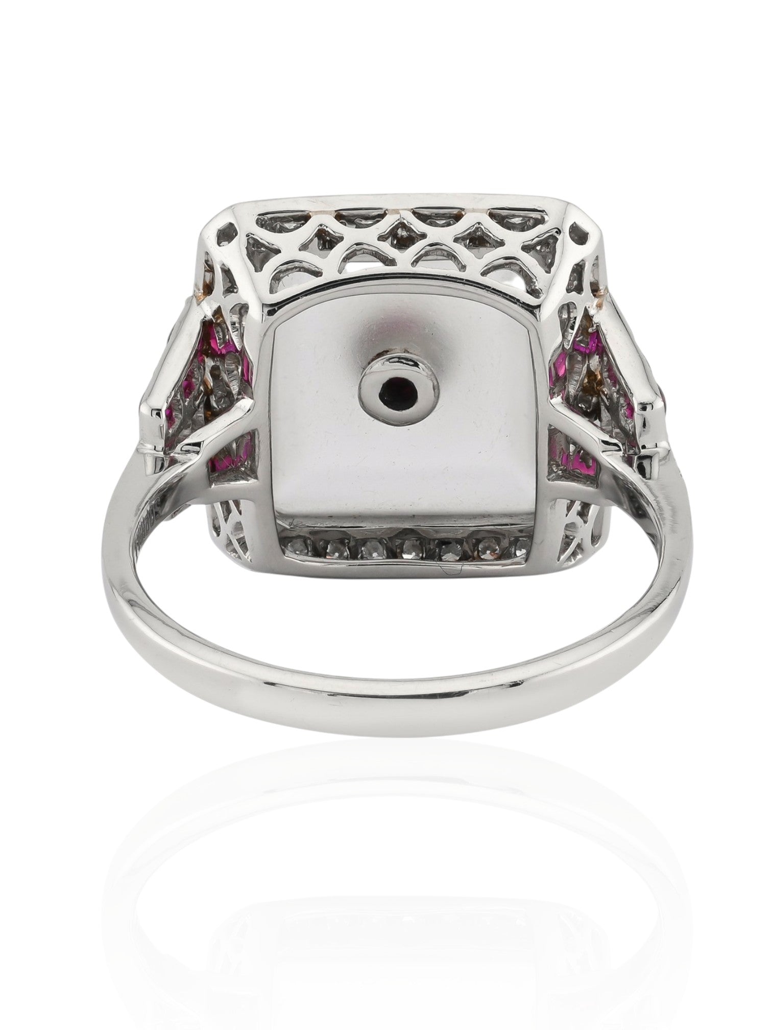Sophia D Art Deco Ruby and Diamond Crystal Inlay Ring in Platinum