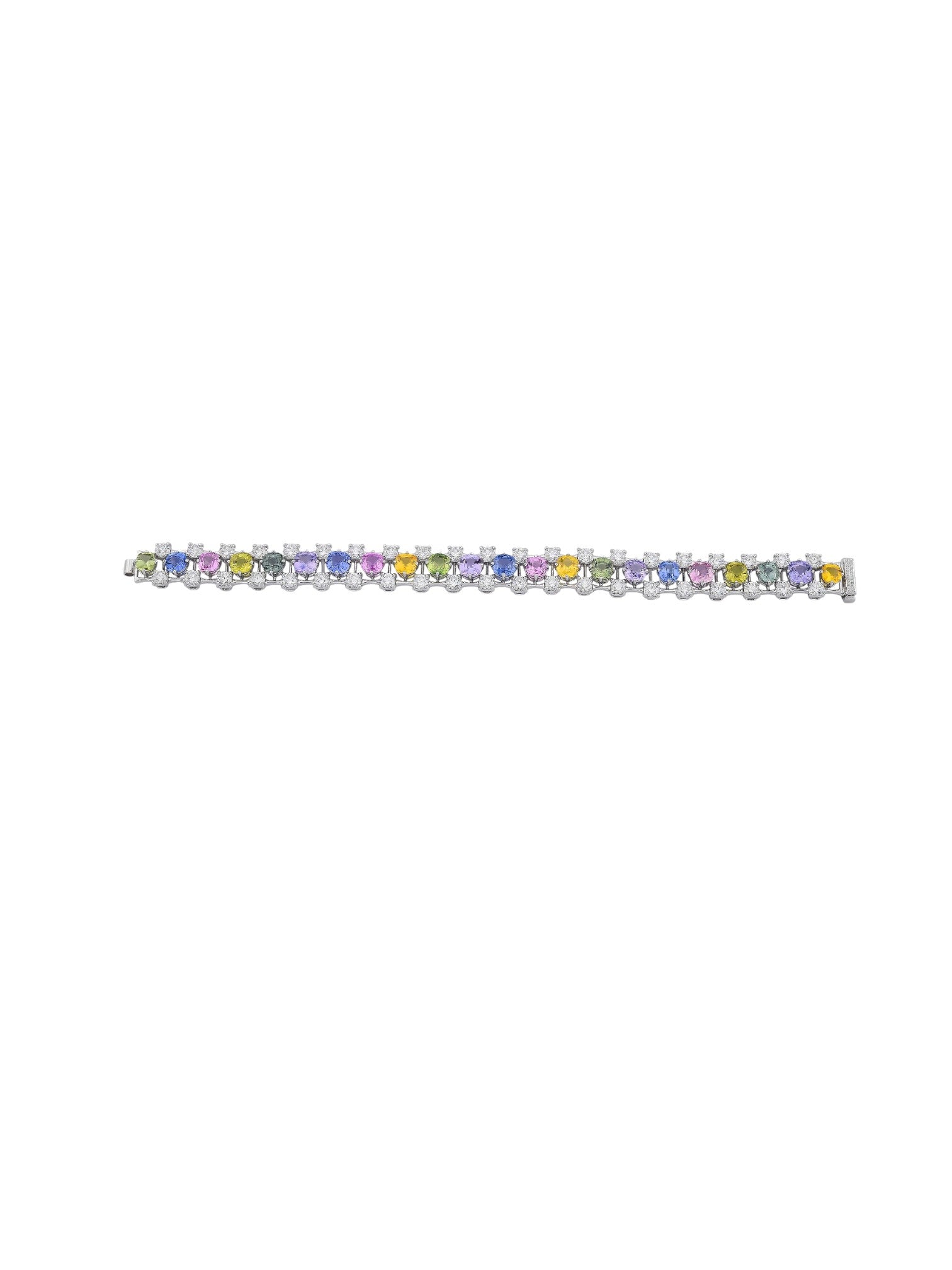 Sophia D Multicolor Sapphire and Diamond Bracelet in Platinum