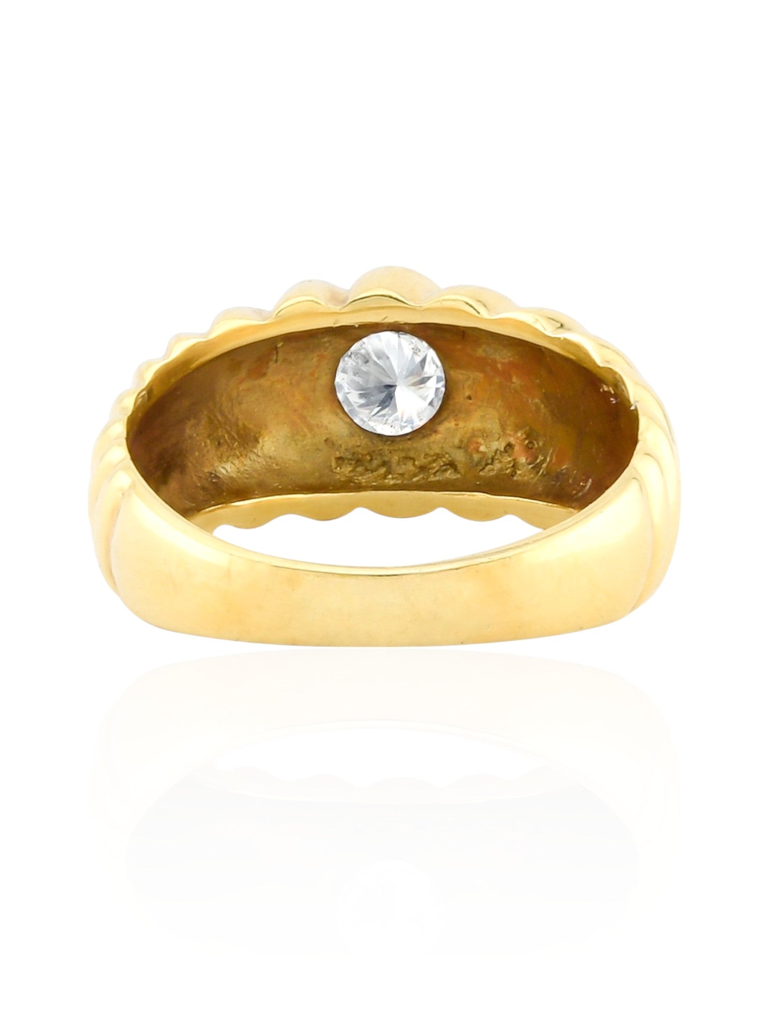 Sophia D Vintage Bezel-Set Diamond Ribbed Ring in 18K Yellow Gold