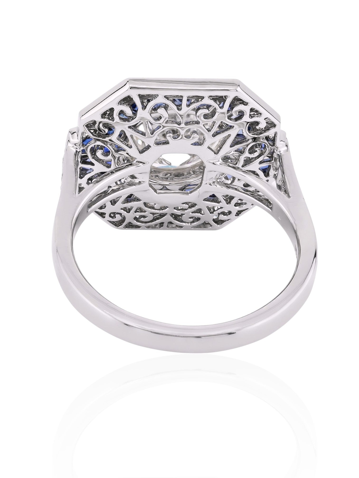 Sophia D Art Deco Sapphire and Diamond Ring in Platinum