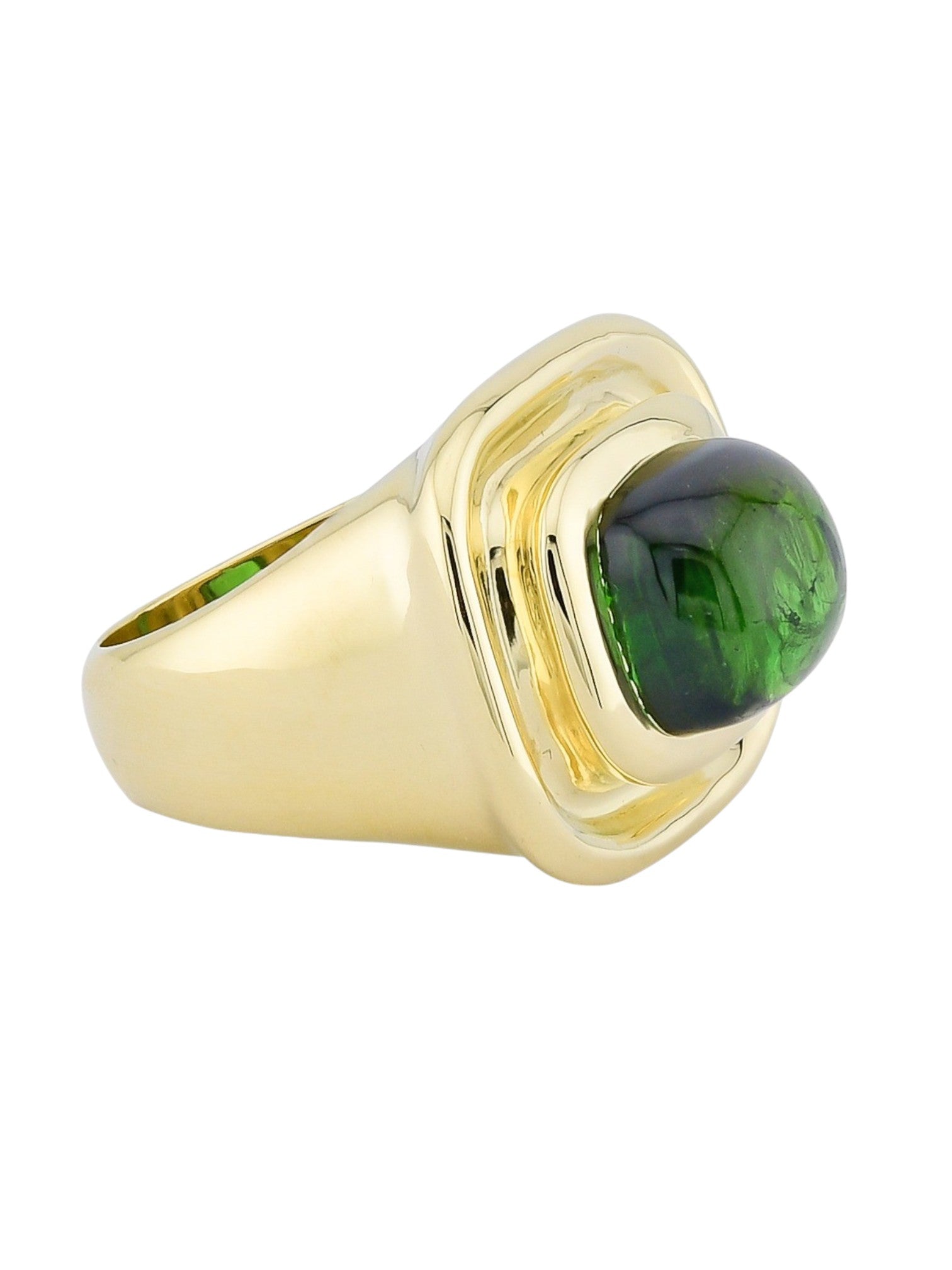 Sophia D Vintage Green Tourmaline Ring in 18K Yellow Gold