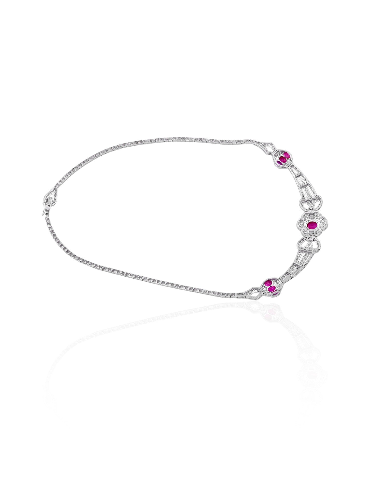 Sophia D Ruby & Diamond Art Deco Style Necklace in Platinum