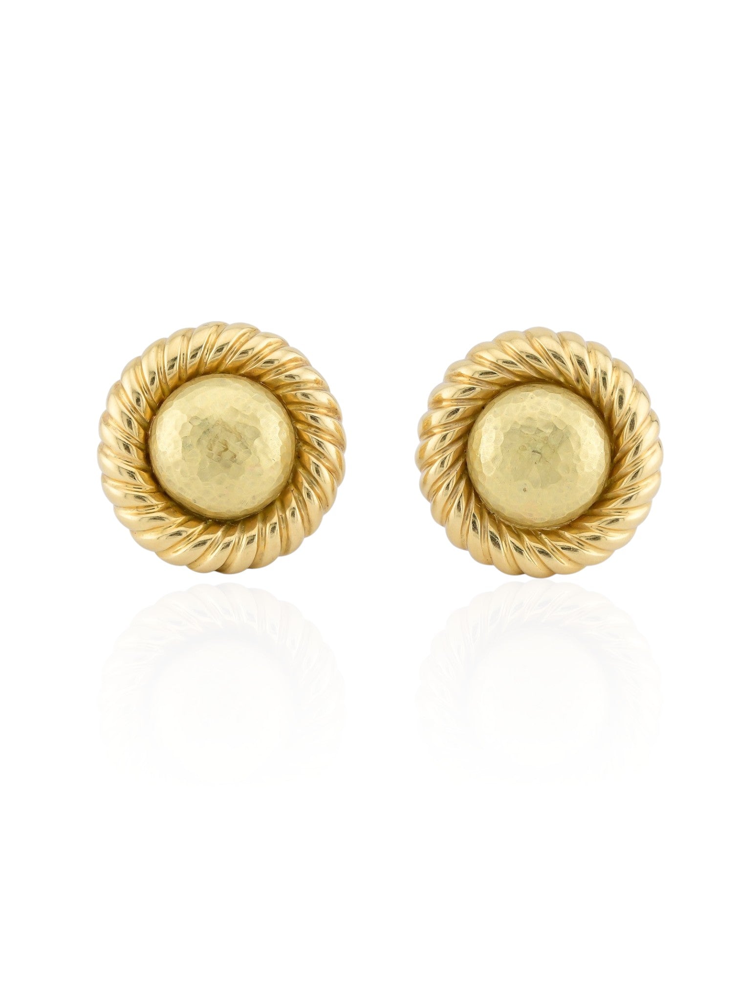 Sophia D Hammered Dome Earrings in 18K Yellow Gold
