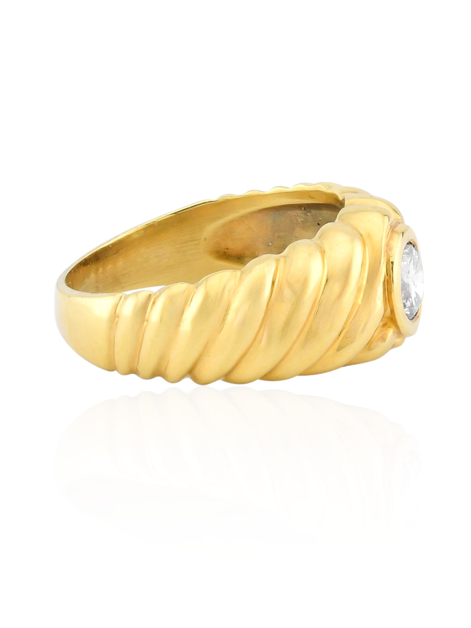 Sophia D Vintage Bezel-Set Diamond Ribbed Ring in 18K Yellow Gold