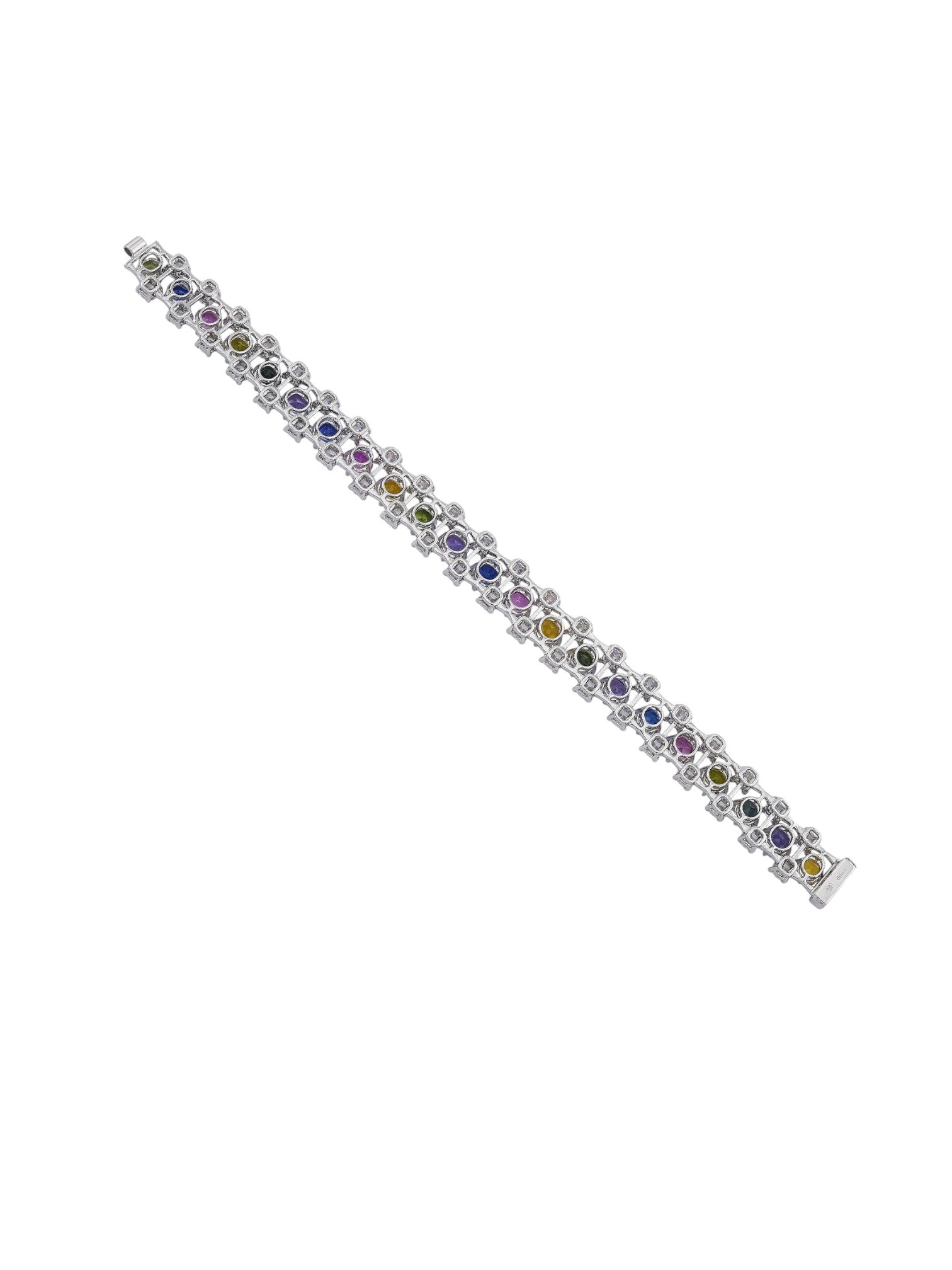 Sophia D Multicolor Sapphire and Diamond Bracelet in Platinum