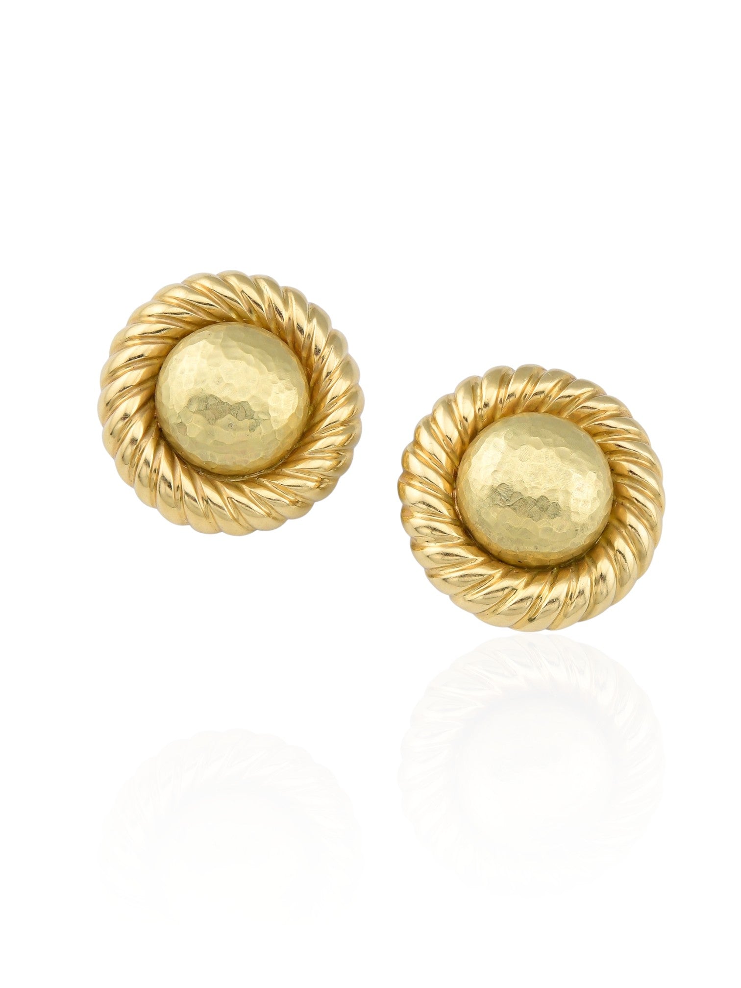 Sophia D Hammered Dome Earrings in 18K Yellow Gold