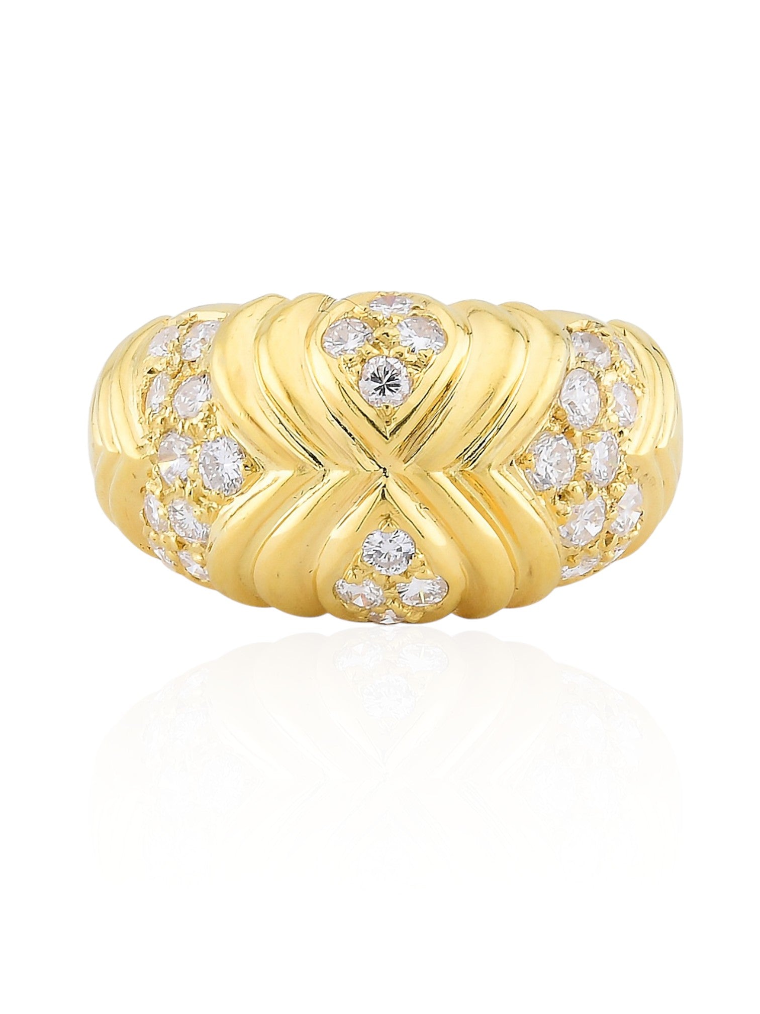 Sophia D Vintage Pavé Diamond Ribbed Ring in 18K Yellow Gold