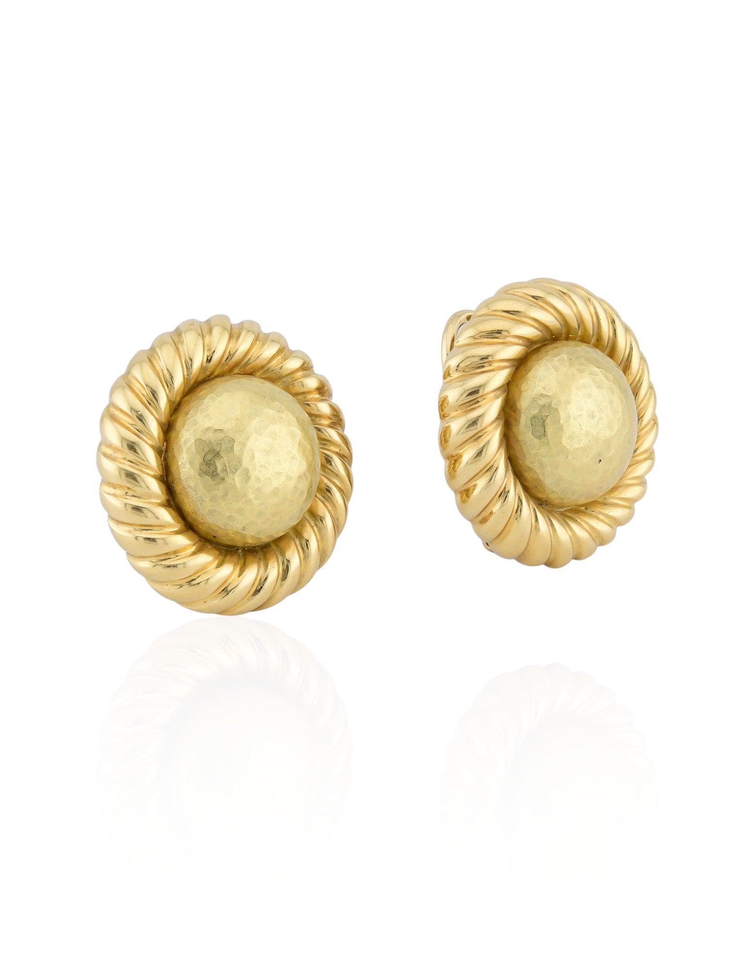 Sophia D Hammered Dome Earrings in 18K Yellow Gold