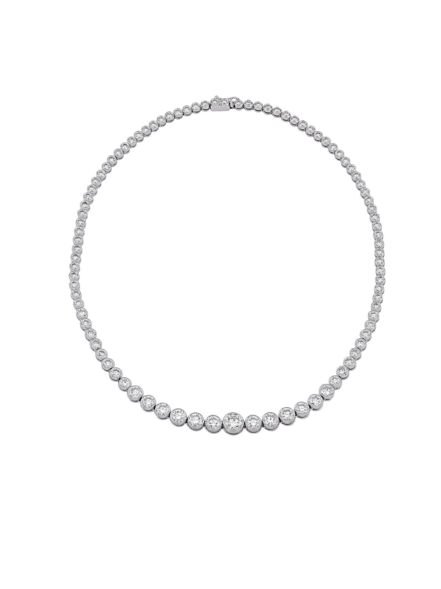 Sophia D Classic Diamond Bezel Set Tennis Necklace in Platinum