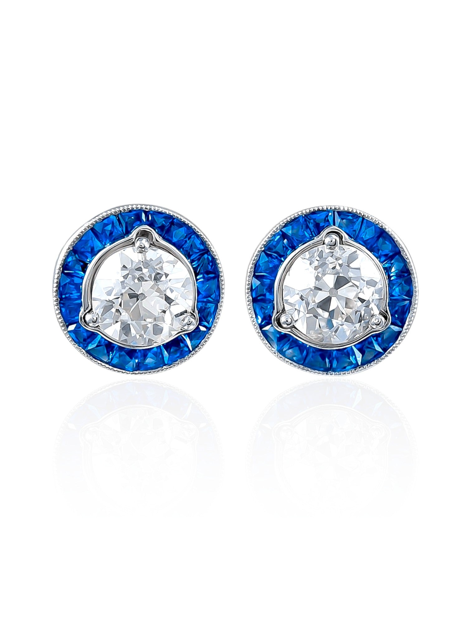 Sophia D Sapphire and Diamond Jacket Earrings in Platinum
