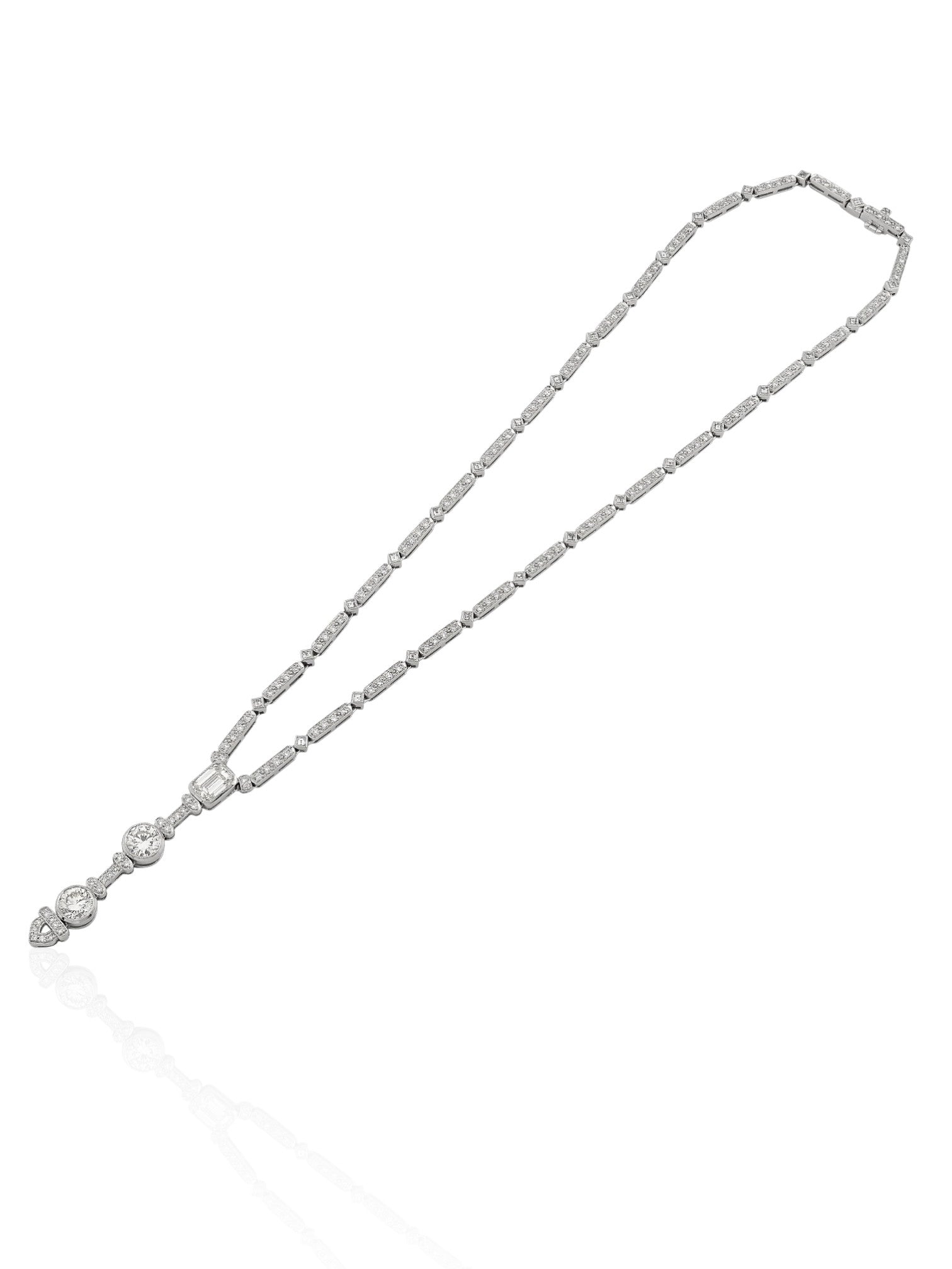 Sophia D Art Deco Drop Diamond Necklace in Platinum