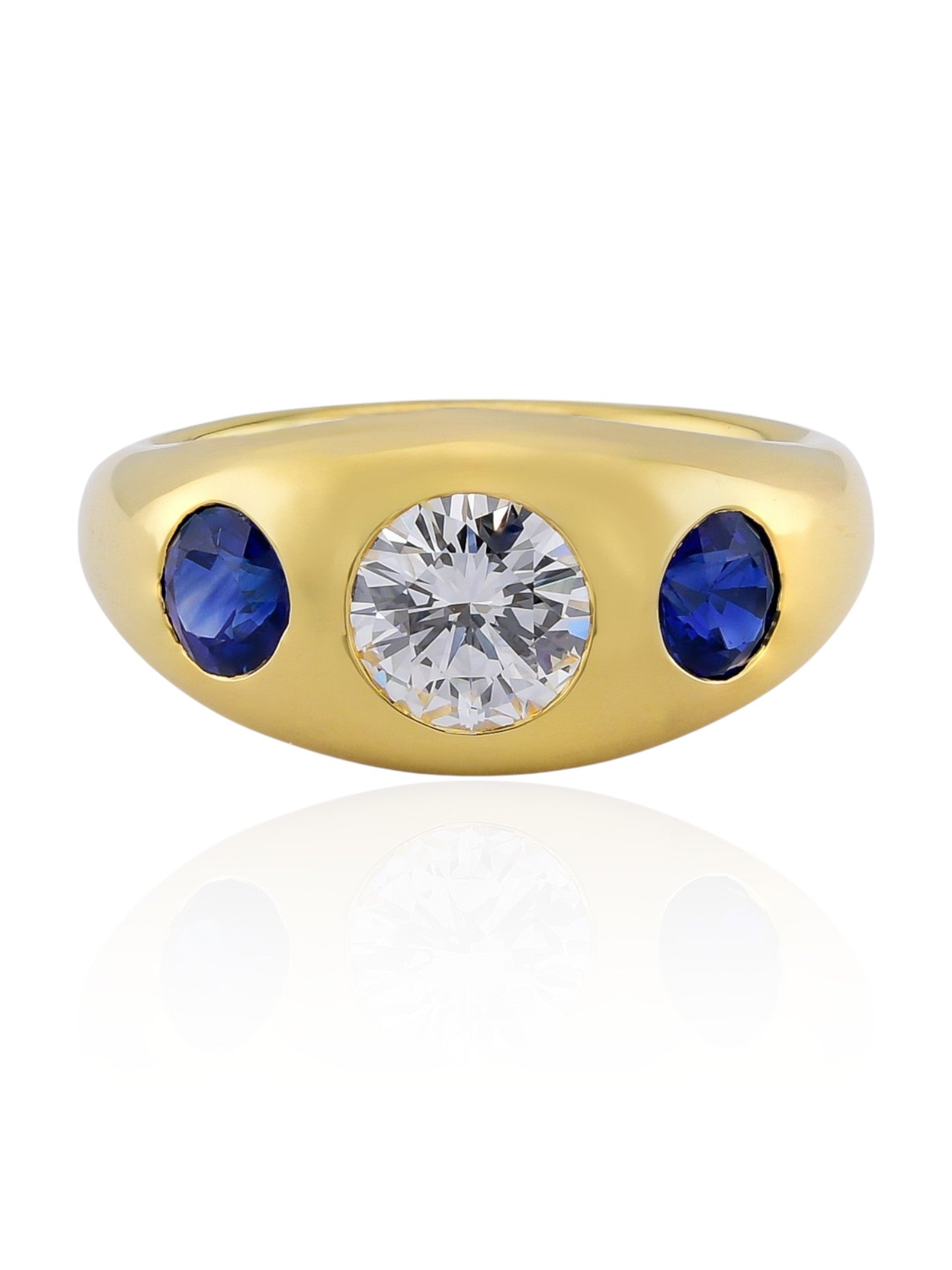 Sophia D Round Diamond and Sapphire Ring in 18K Yellow Gold