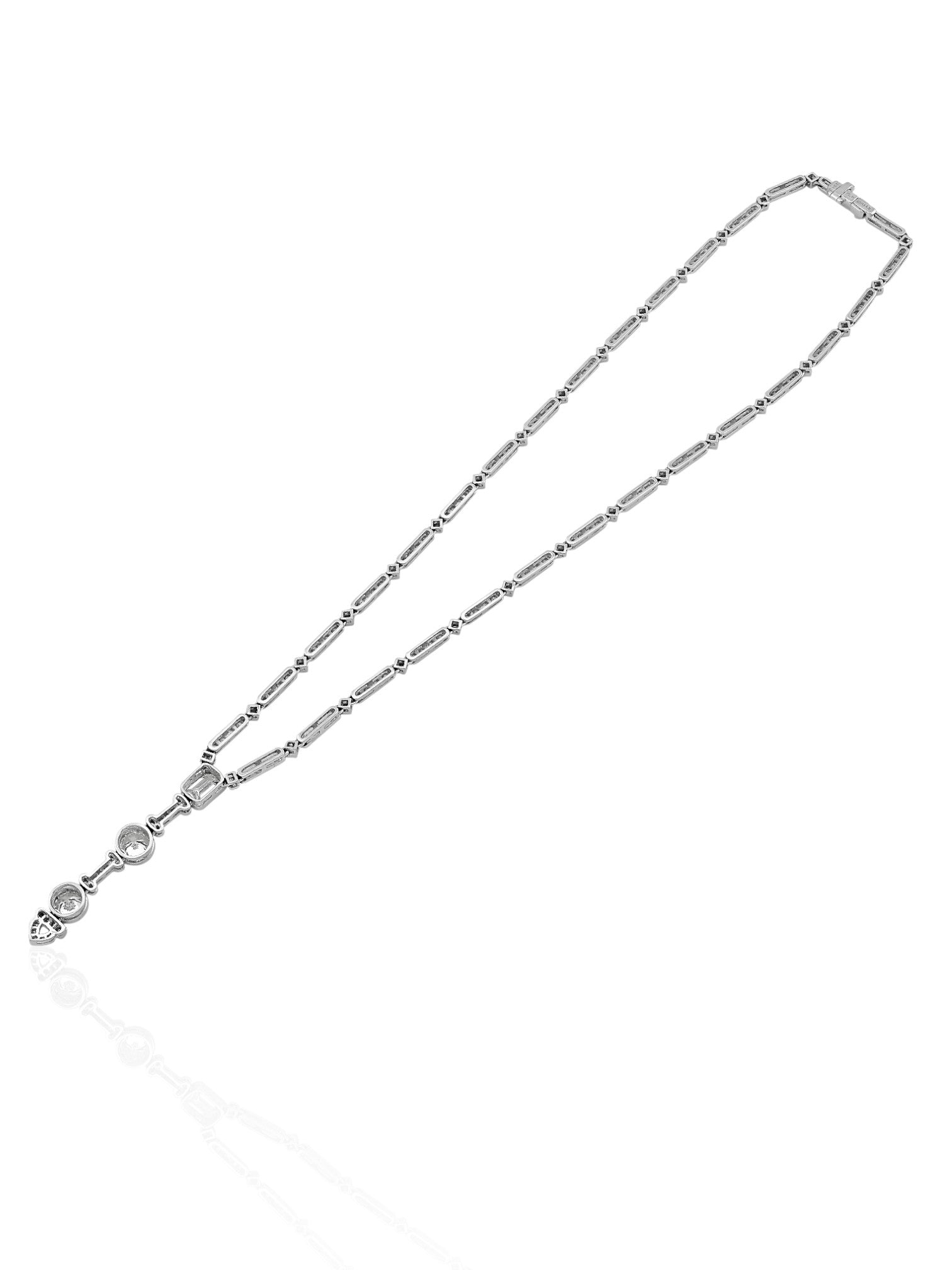 Sophia D Art Deco Drop Diamond Necklace in Platinum