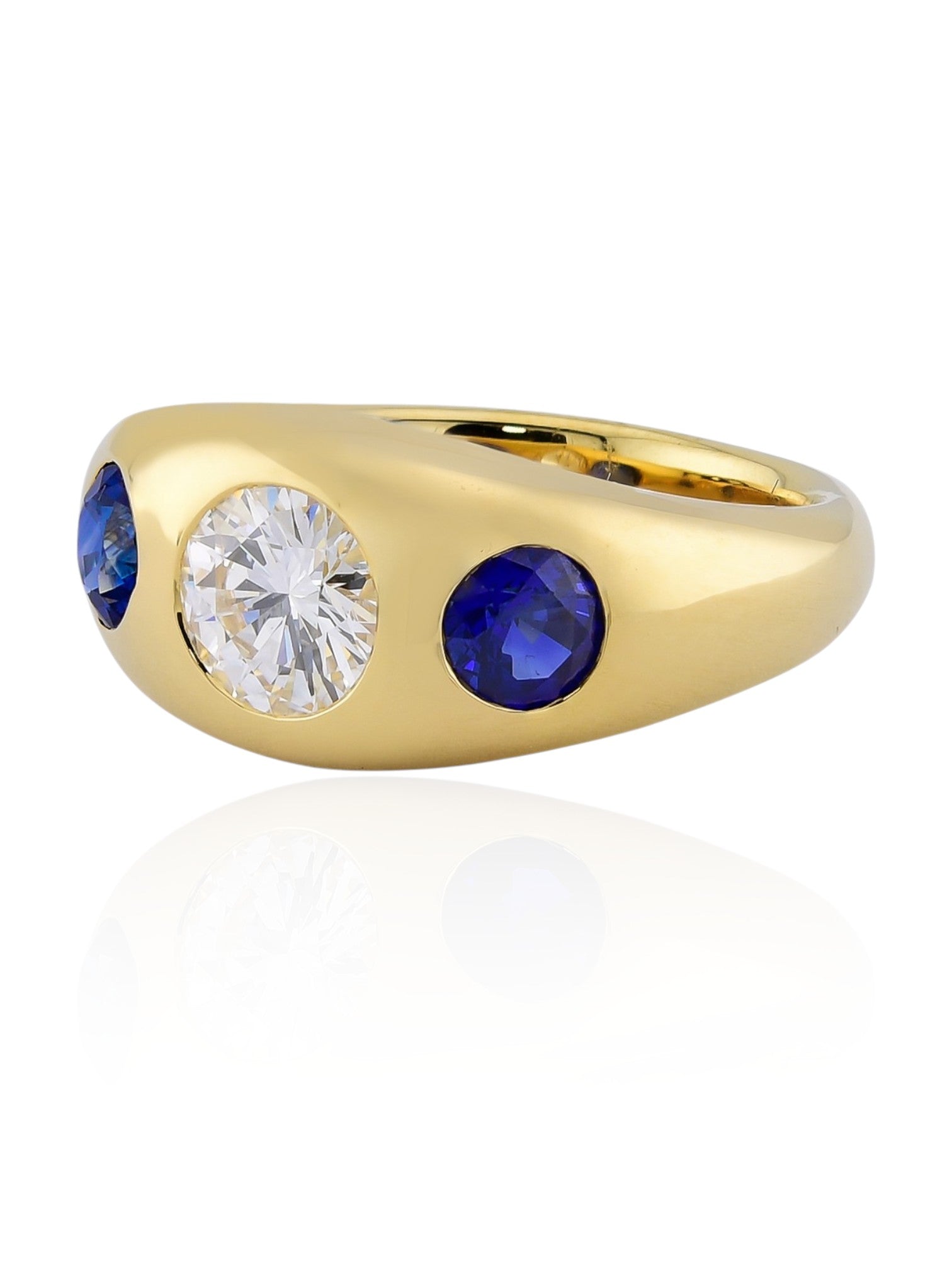 Sophia D Round Diamond and Sapphire Ring in 18K Yellow Gold