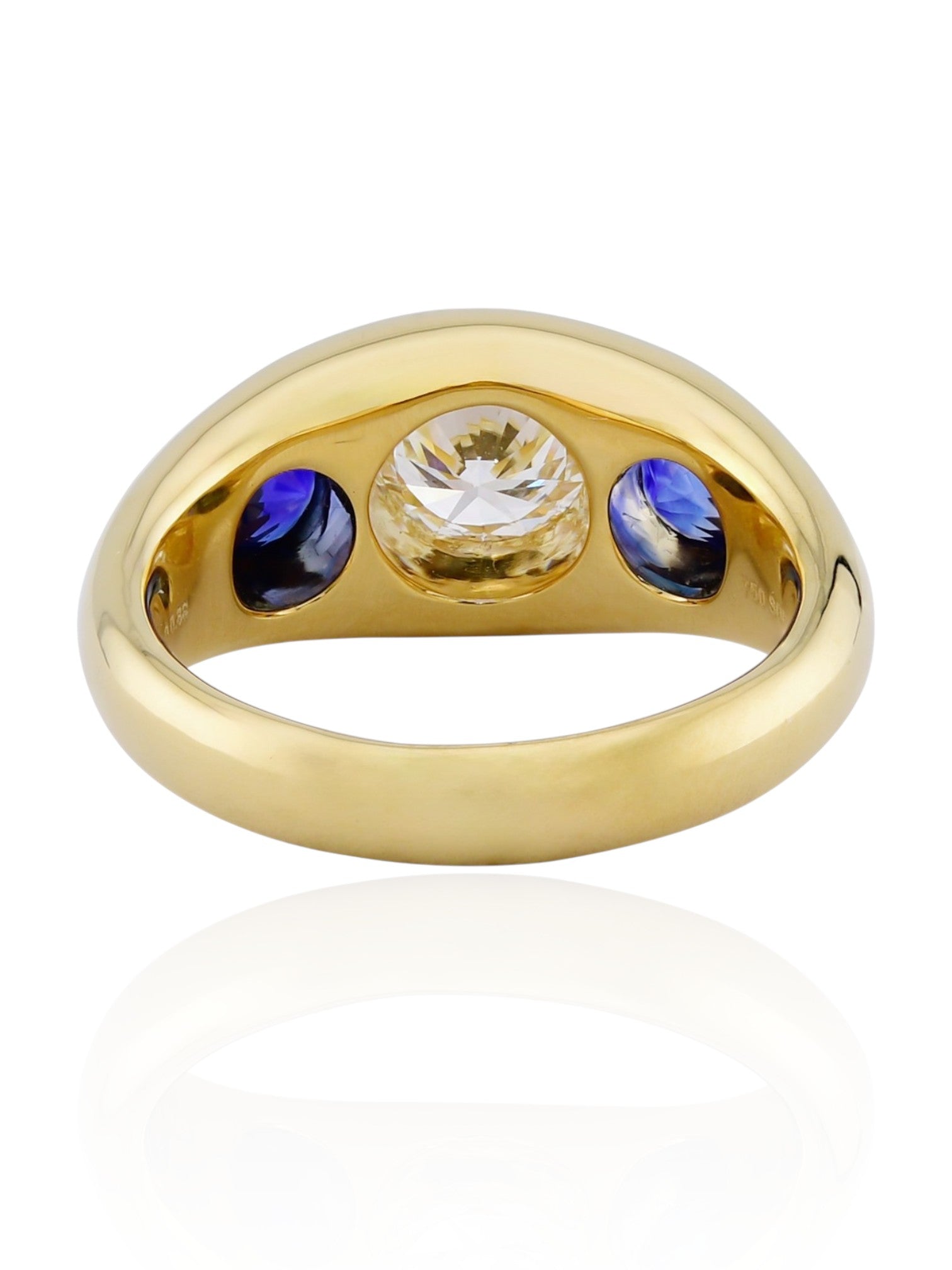 Sophia D Round Diamond and Sapphire Ring in 18K Yellow Gold