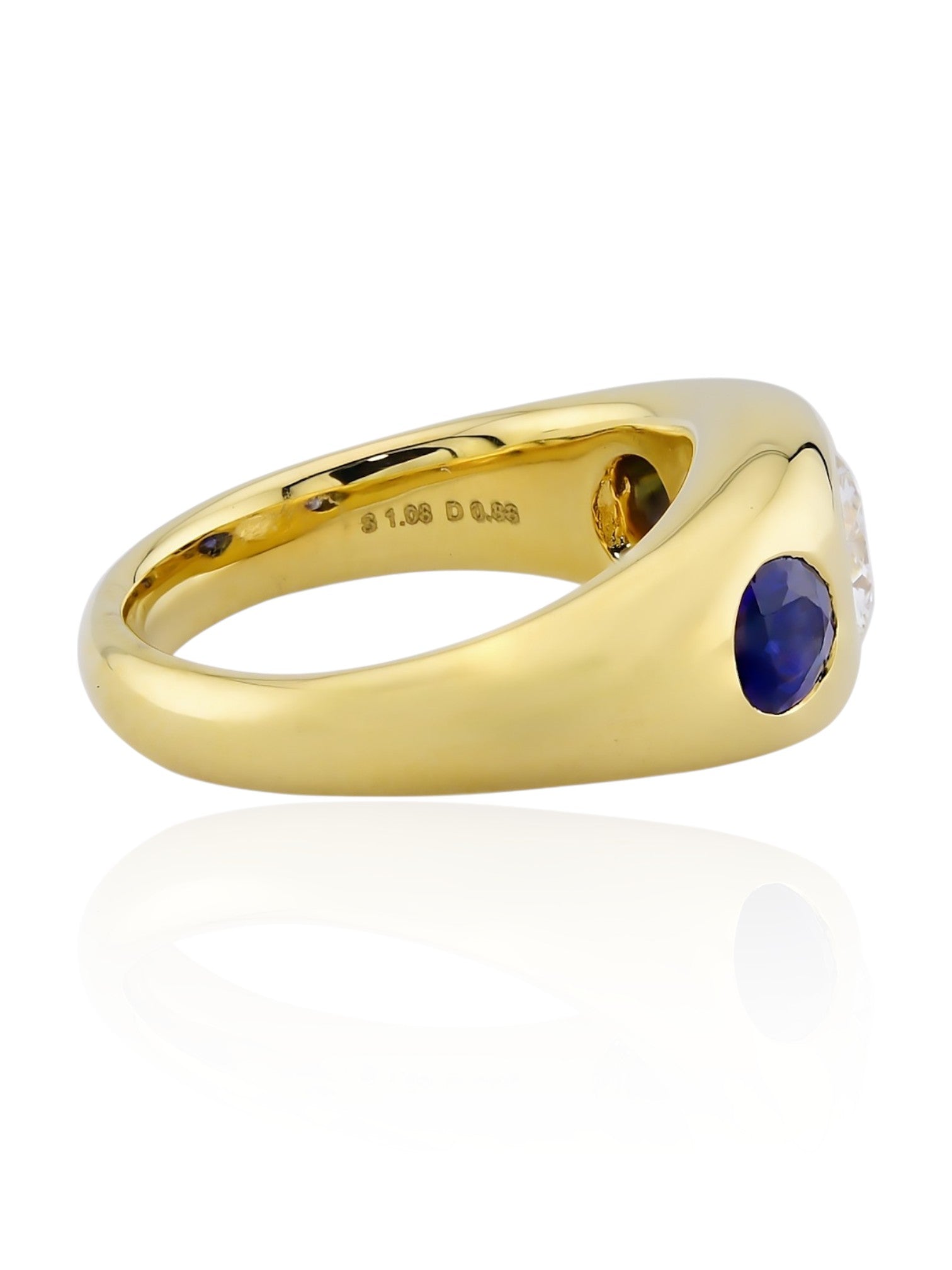 Sophia D Round Diamond and Sapphire Ring in 18K Yellow Gold