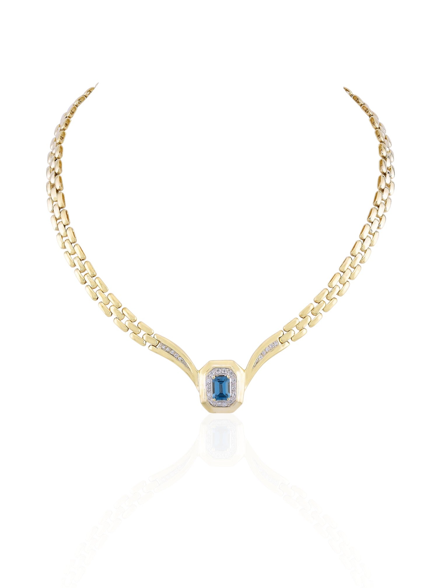 Sophia D Vintage Topaz and Diamond Necklace in 18K Yellow Gold
