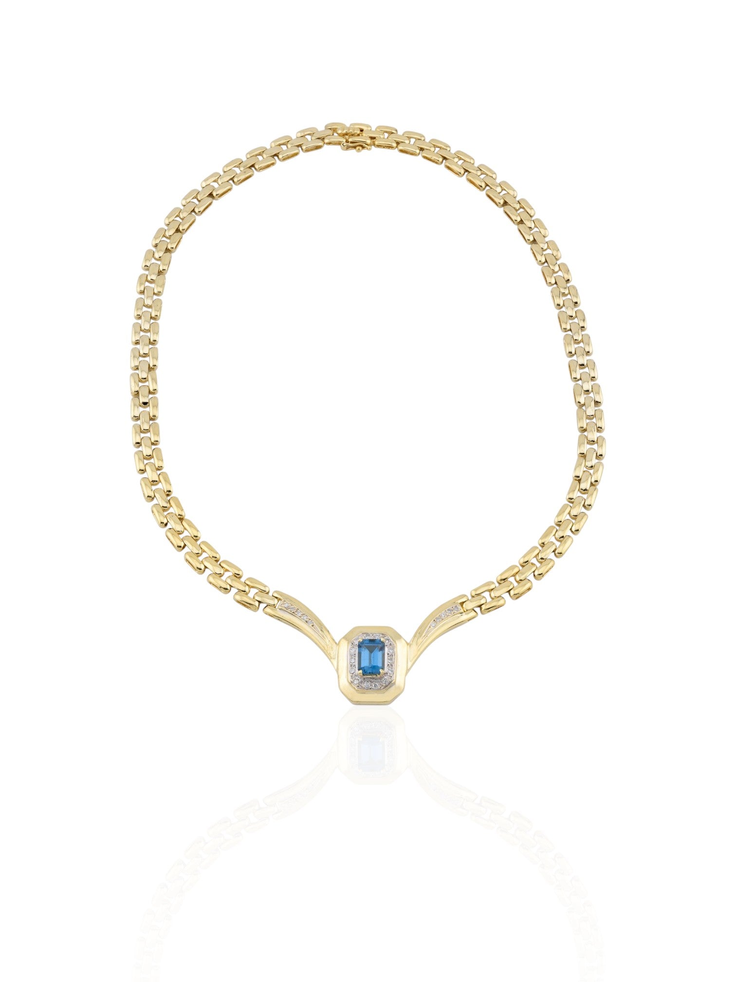 Sophia D Vintage Topaz and Diamond Necklace in 18K Yellow Gold