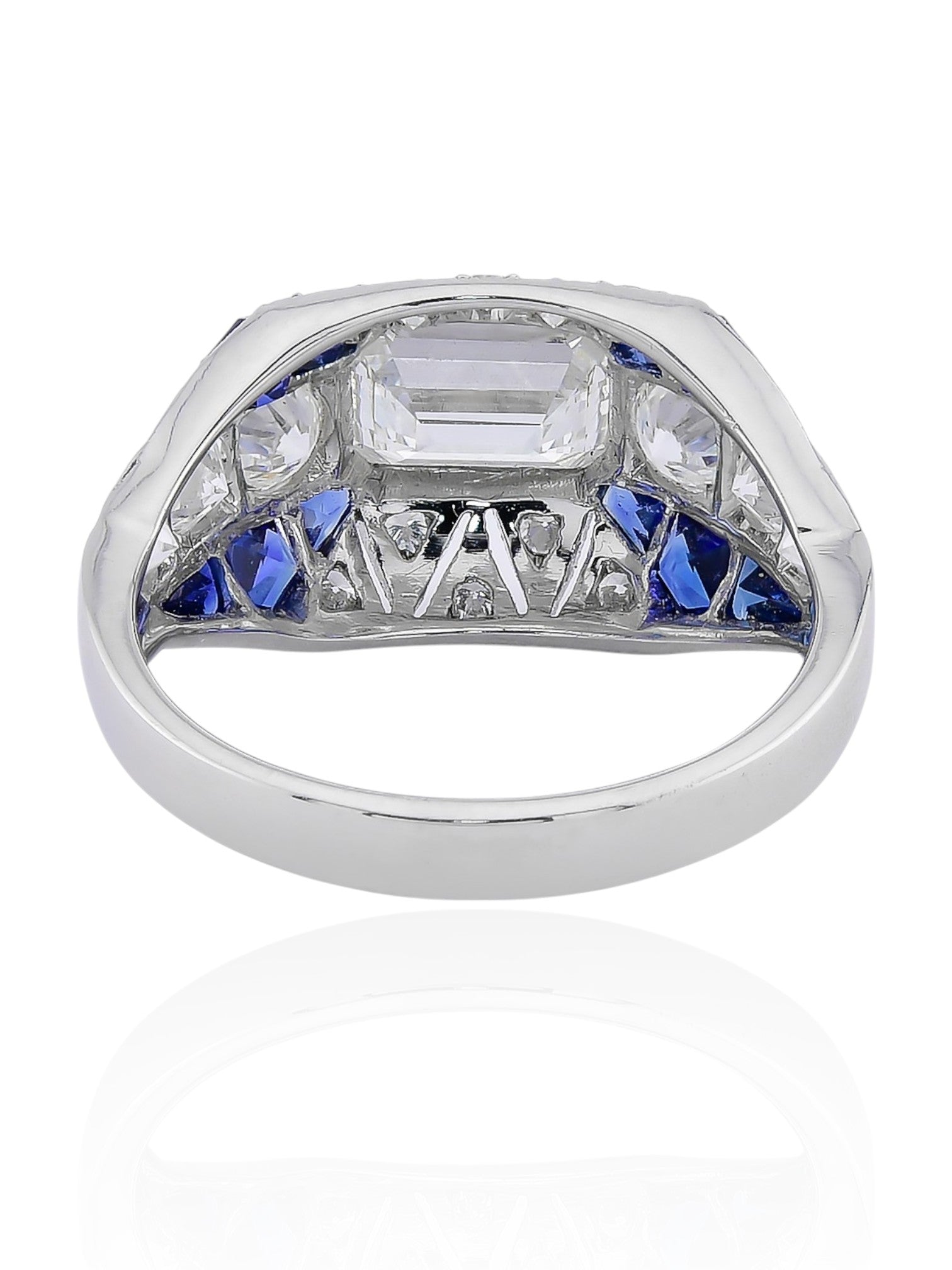 Sophia D Art Deco Sapphire and Diamond Ring in Platinum