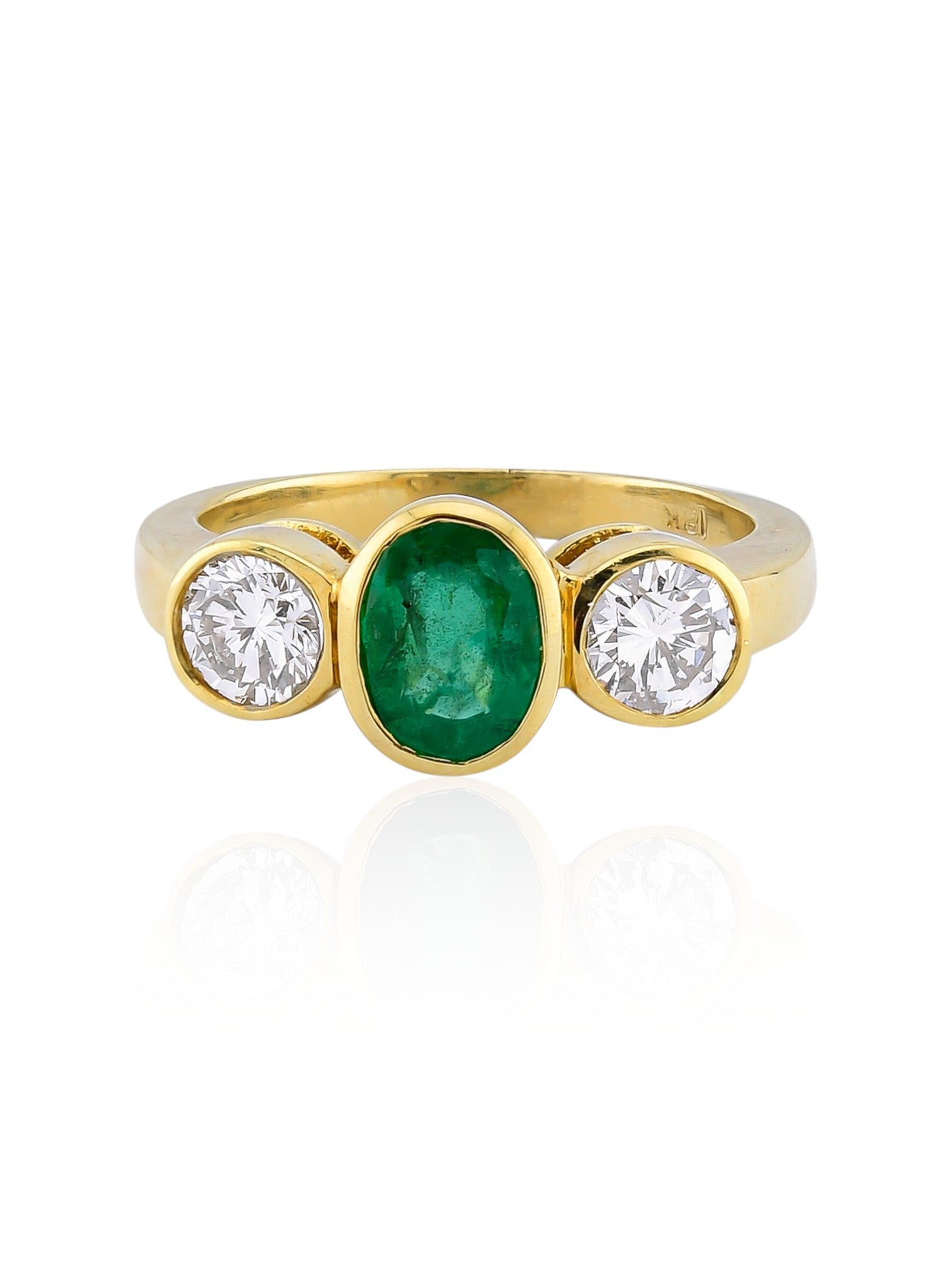 Sophia D Three-Stone Emerald and Diamond Ring in 18K Yellow Gold