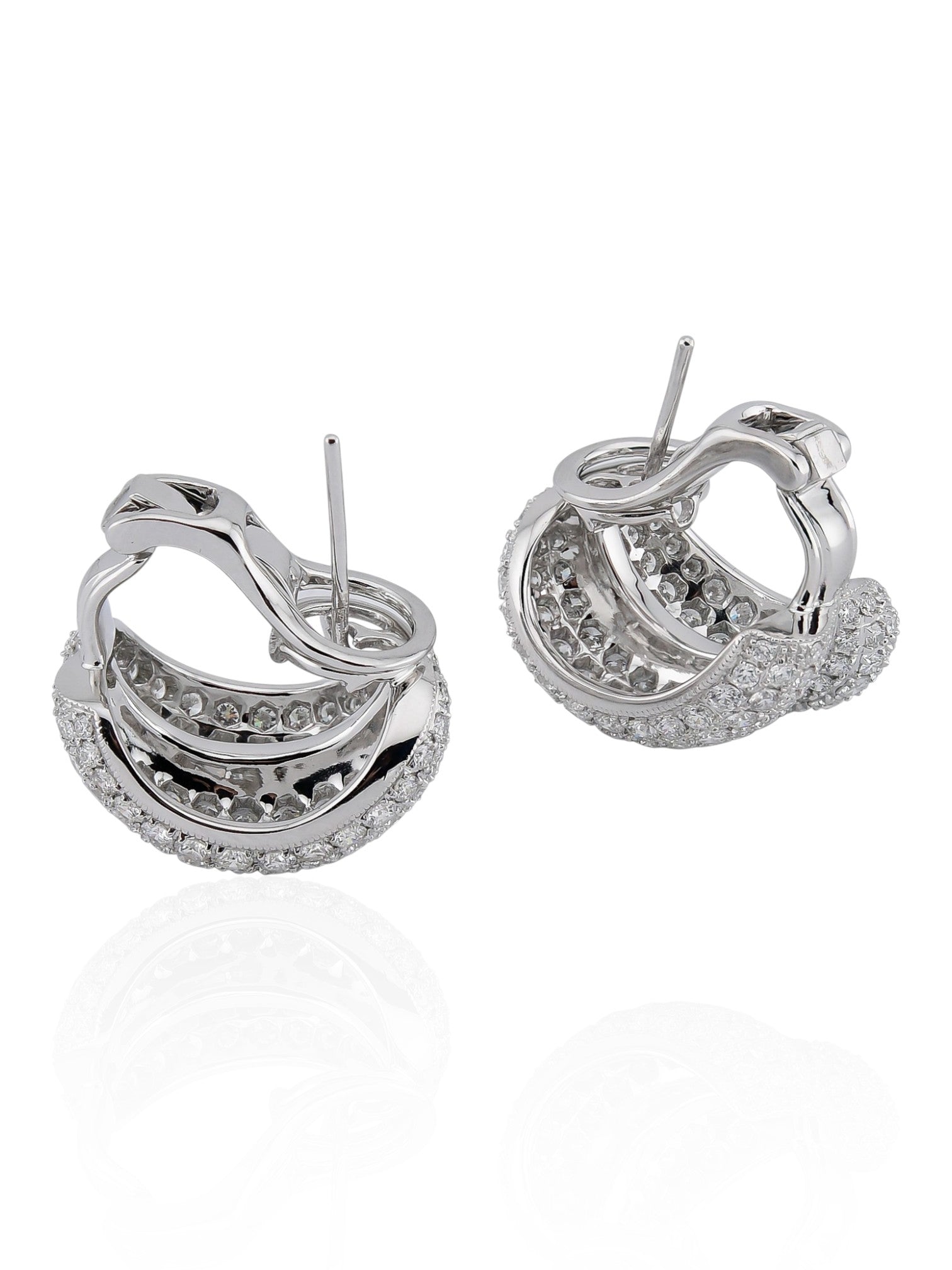 Sophia D Classic Diamond Pave Dome Earrings in Platinum