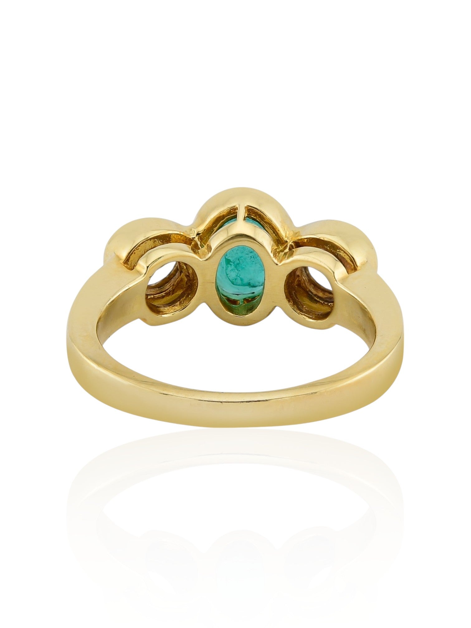 Sophia D Three-Stone Emerald and Diamond Ring in 18K Yellow Gold