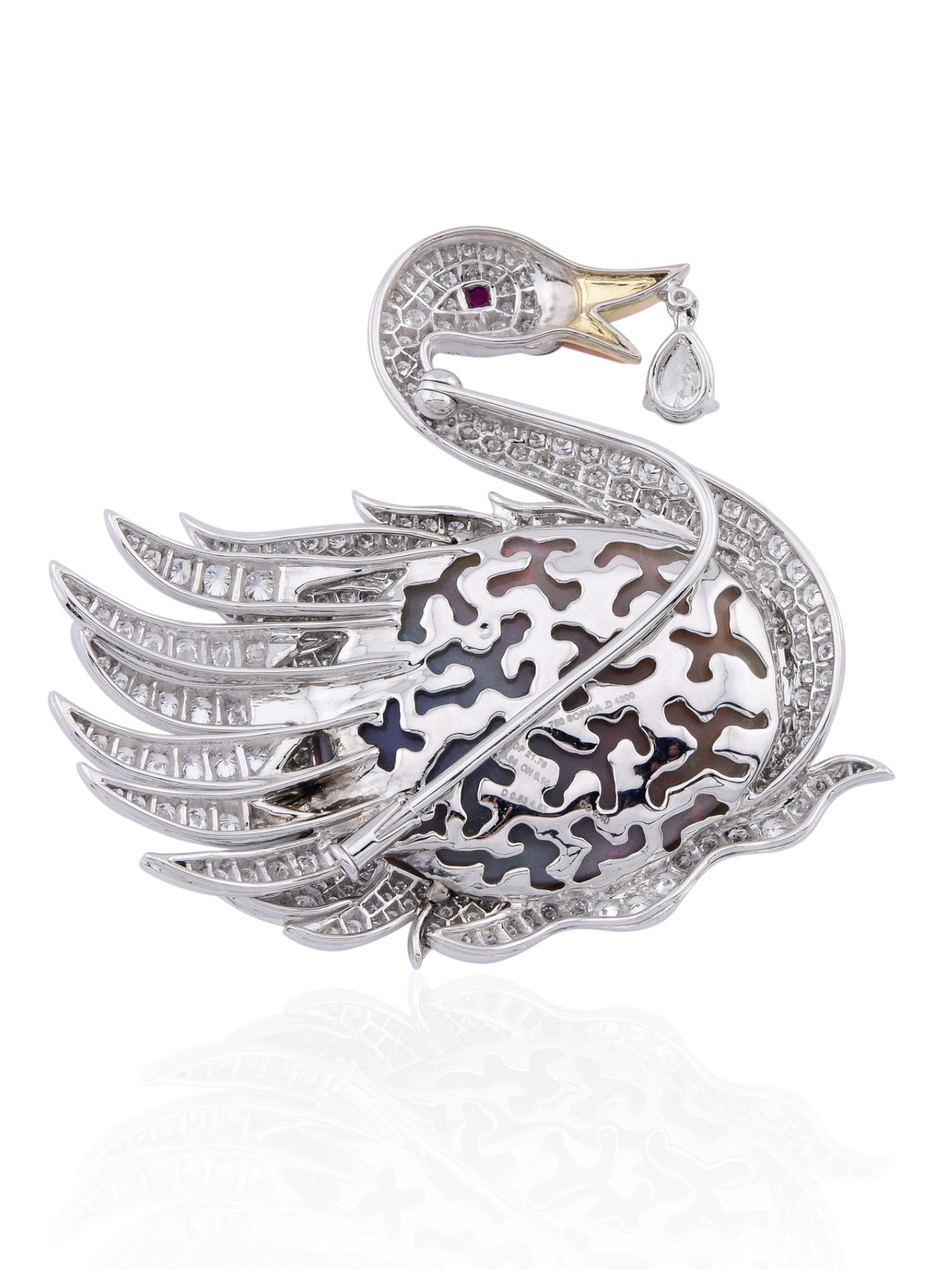 Sophia D Swan Opal and Diamond Brooch in 18K White and Yellow Gold