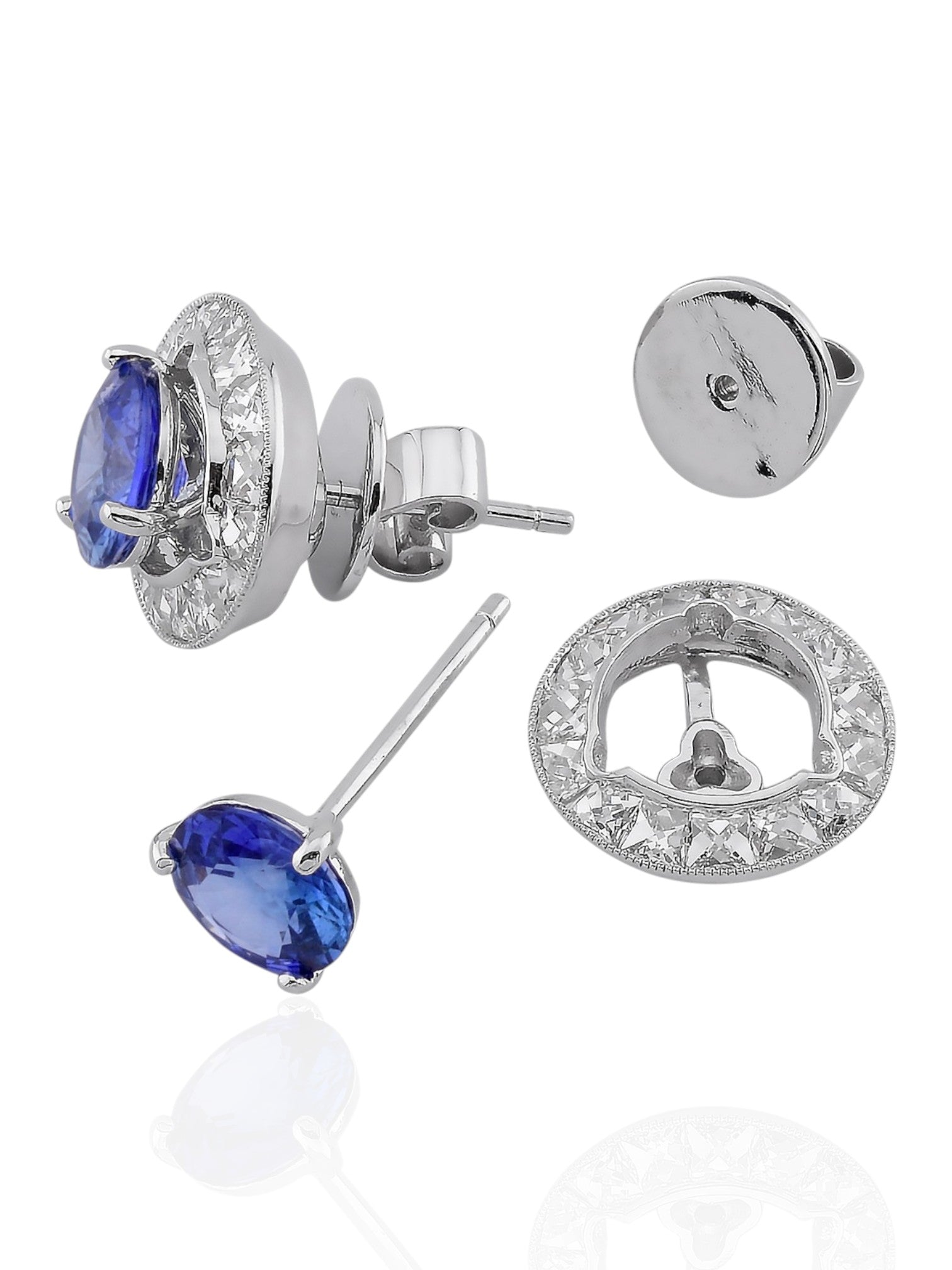 Sophia D Art Deco Sapphire and Diamond Jacket Earrings in Platinum