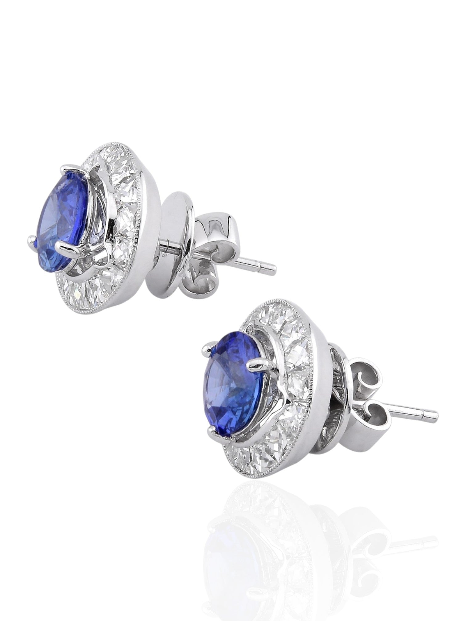 Sophia D Art Deco Sapphire and Diamond Jacket Earrings in Platinum