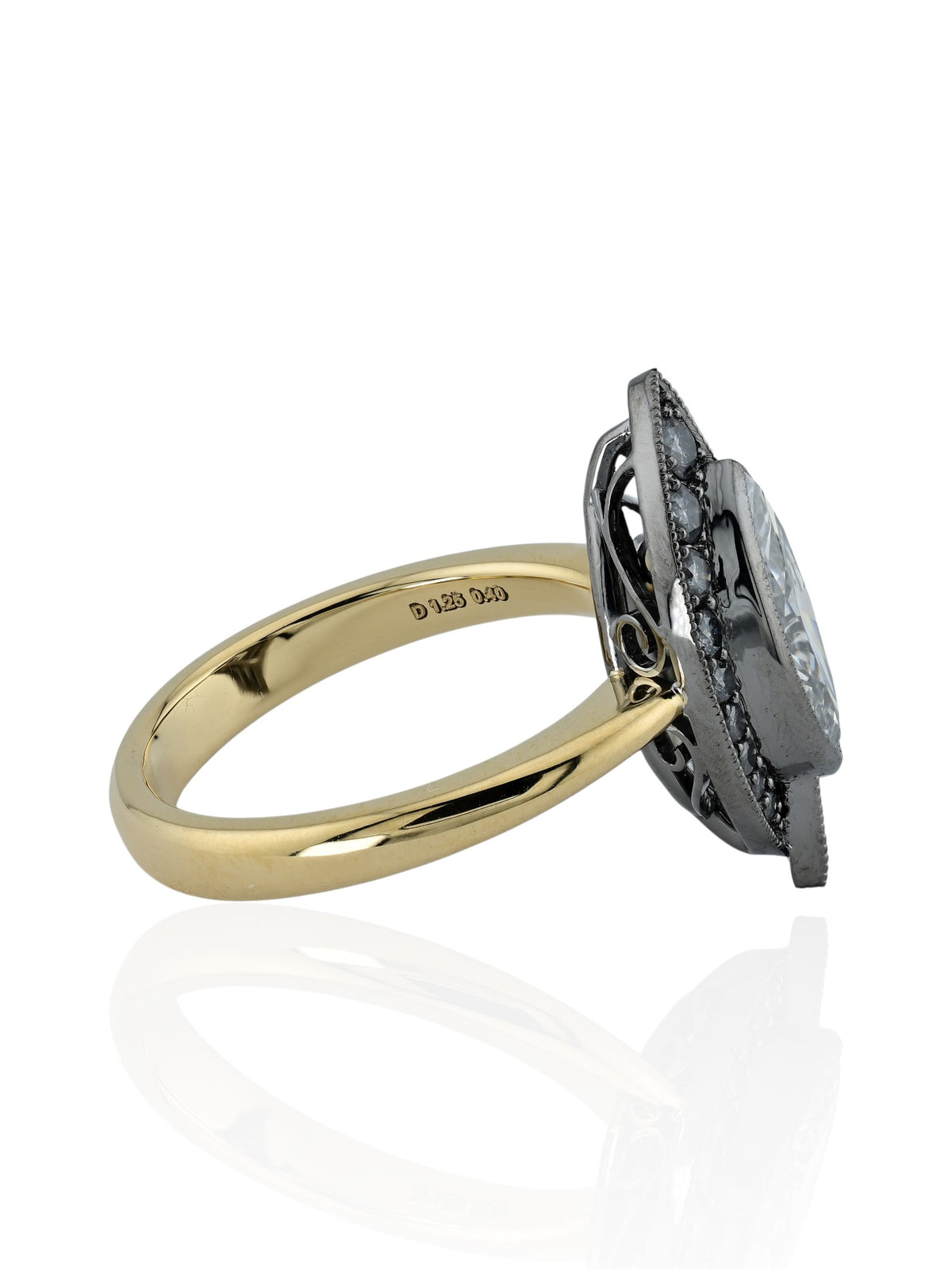 Sophia D Marquise Diamond Halo Ring in Platinum and 18K Yellow Gold