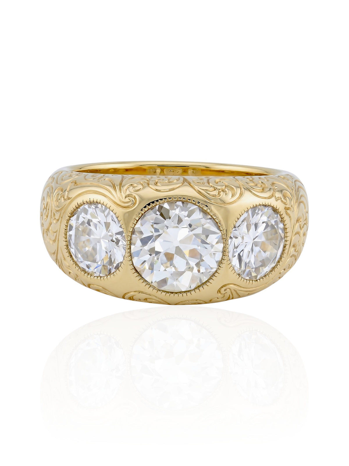 Sophia D. Three Stone Diamond Ring in 18K Yellow Gold