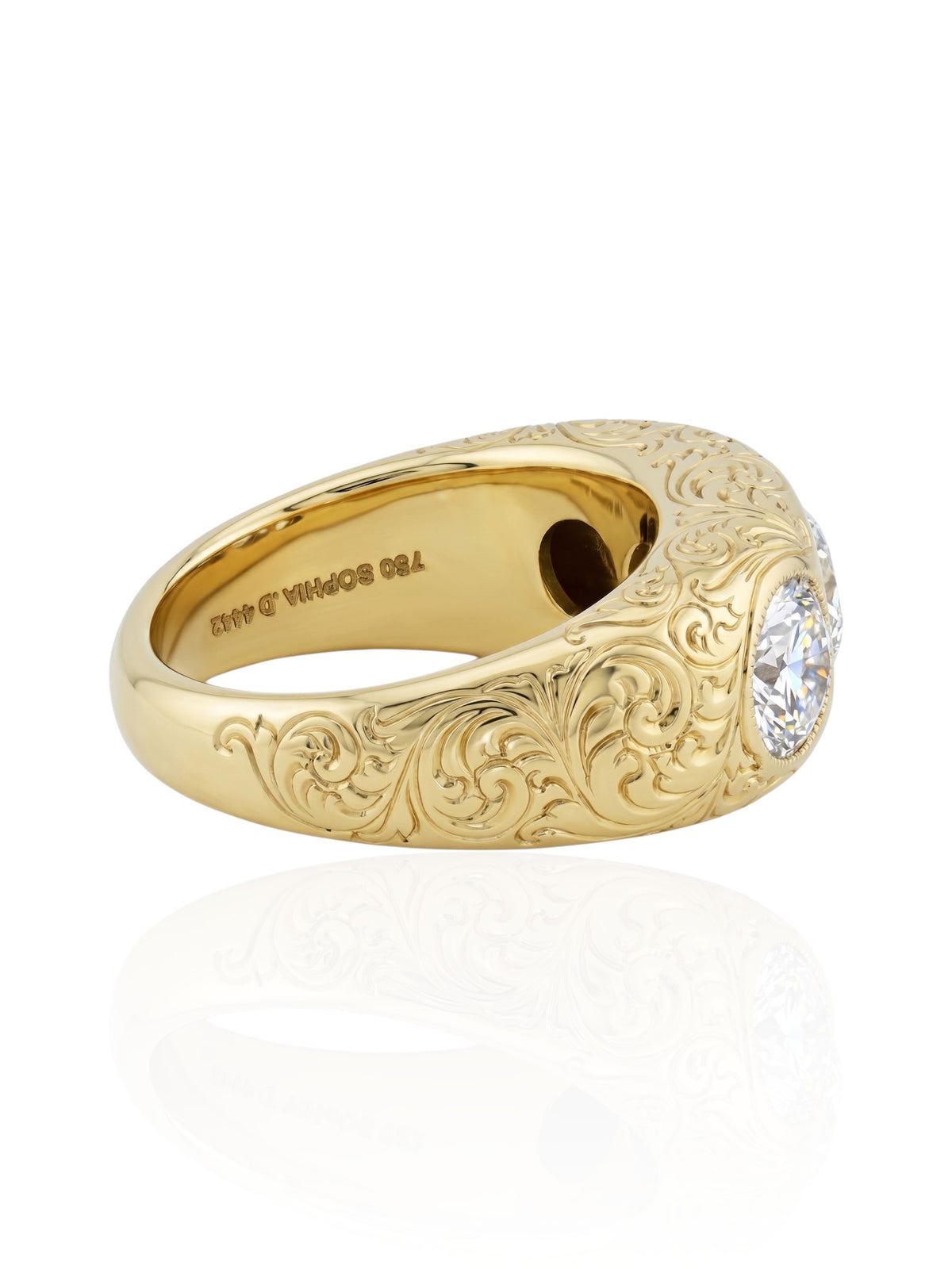 Sophia D. Three Stone Diamond Ring in 18K Yellow Gold