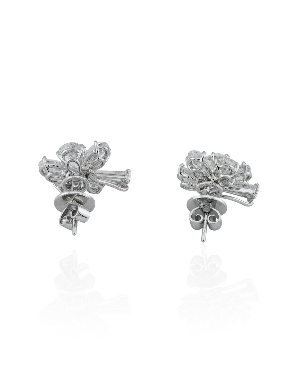 Sophia D. Mixed Cut Diamond Floral Earrings in Platinum