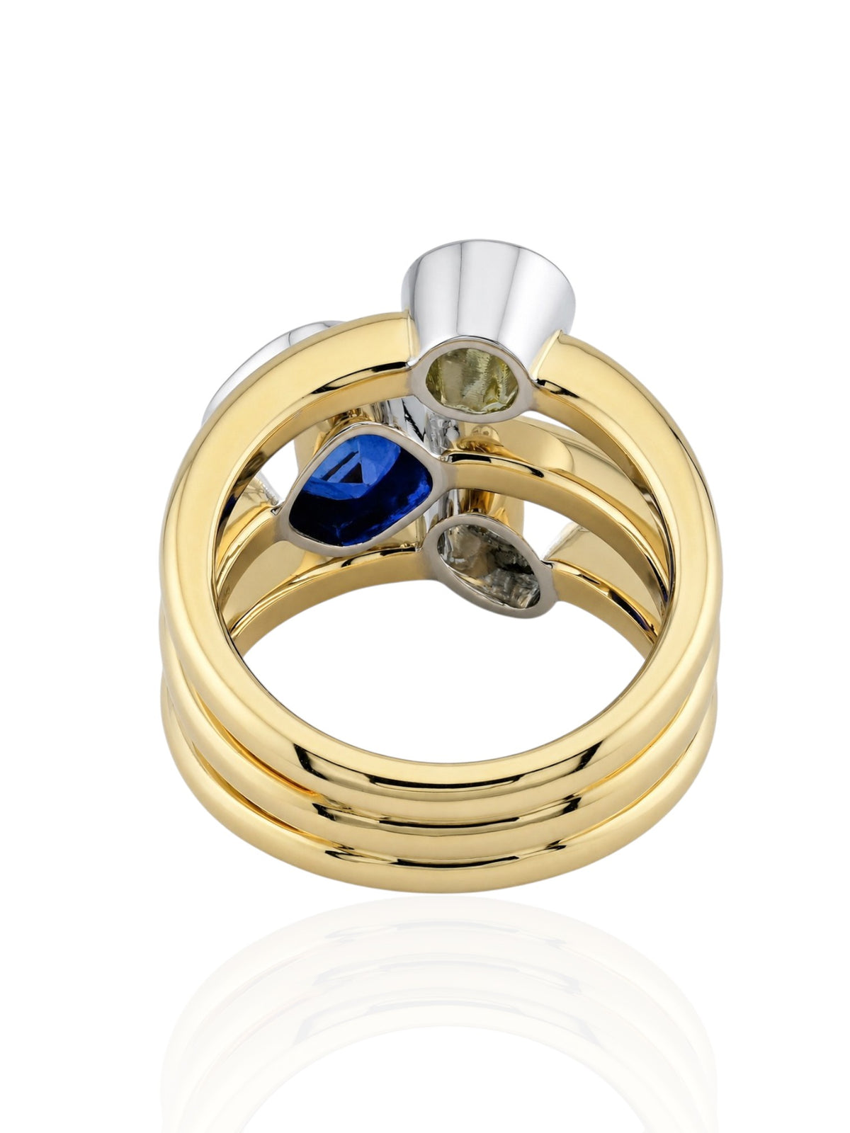 Sophia D Sapphire and Mixed Diamond Ring in Platinum and 18K Yellow Gold