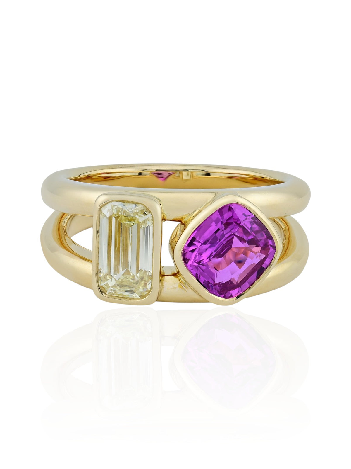 Sophia D. Pink Sapphire and Diamond Ring in 18K Yellow Gold