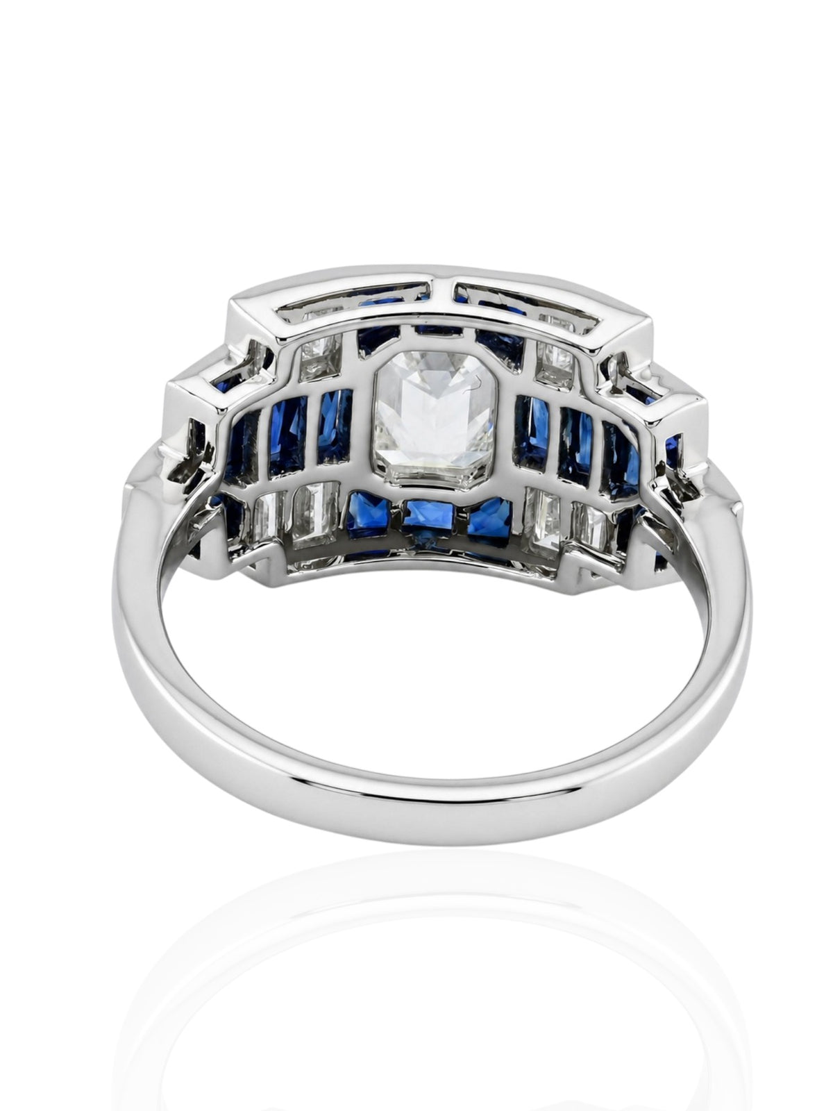 Sophia D. Art Deco Sapphire and Diamond Ring in Platinum