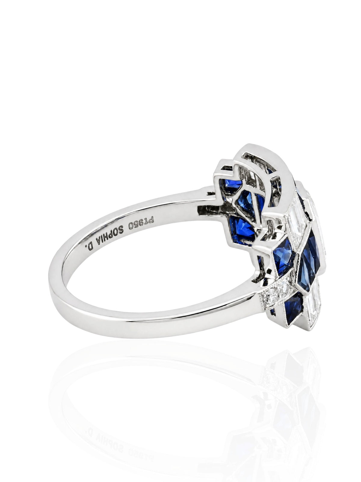 Sophia D. Art Deco Sapphire and Diamond Ring in Platinum