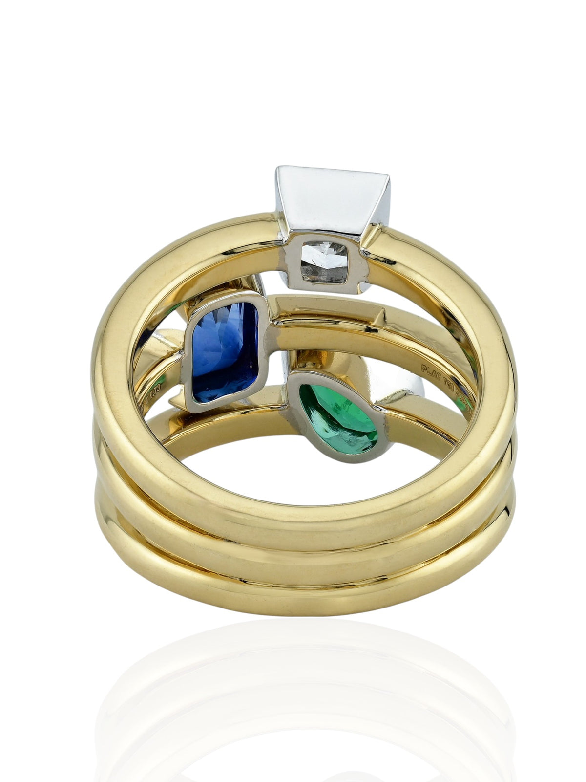 Sophia D. Sapphire, Emerald and Diamond Ring in Platinum and 18K Yellow Gold