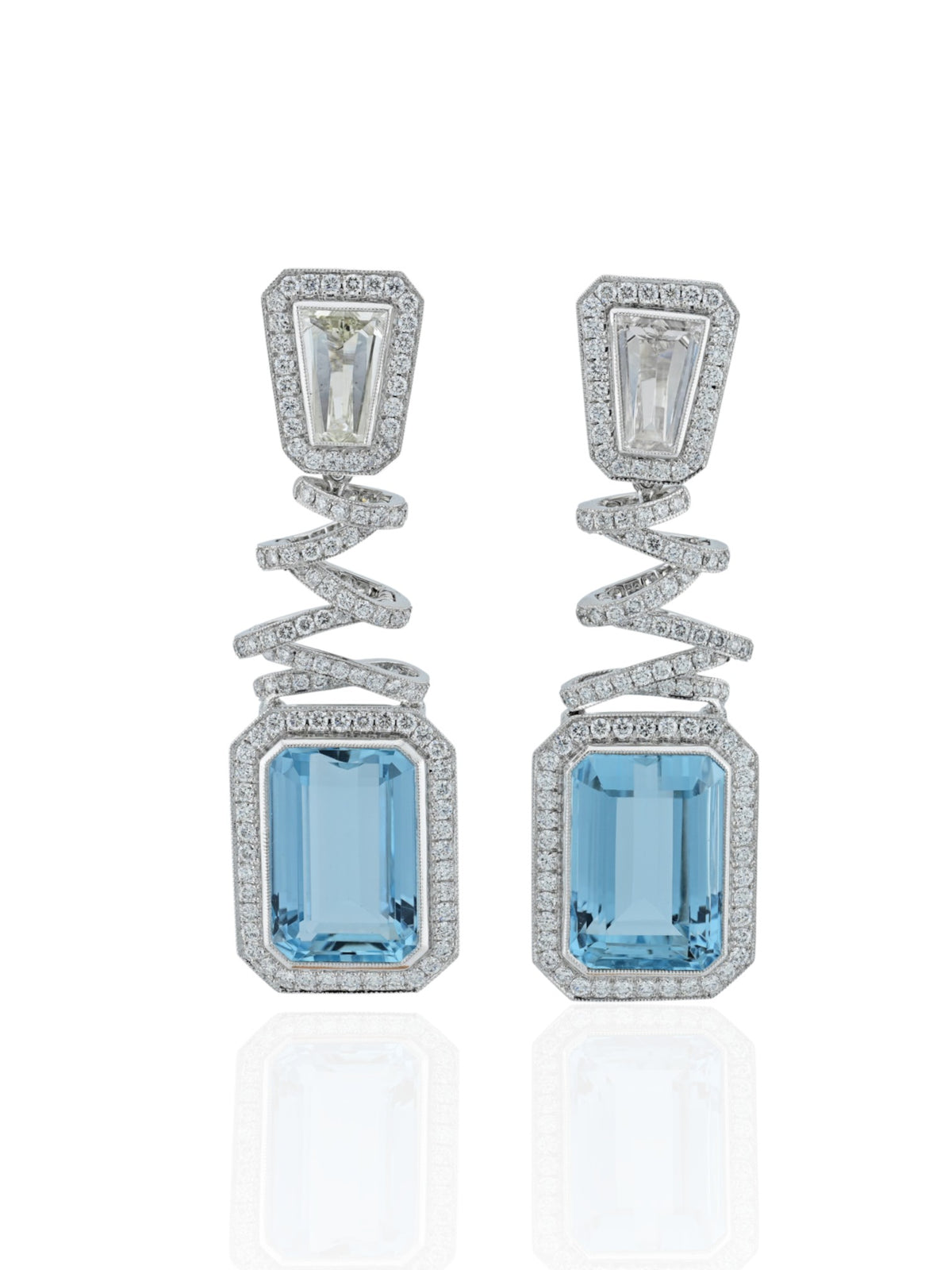 Sophia D. Aquamarine and Diamond Drop Earrings in Platinum