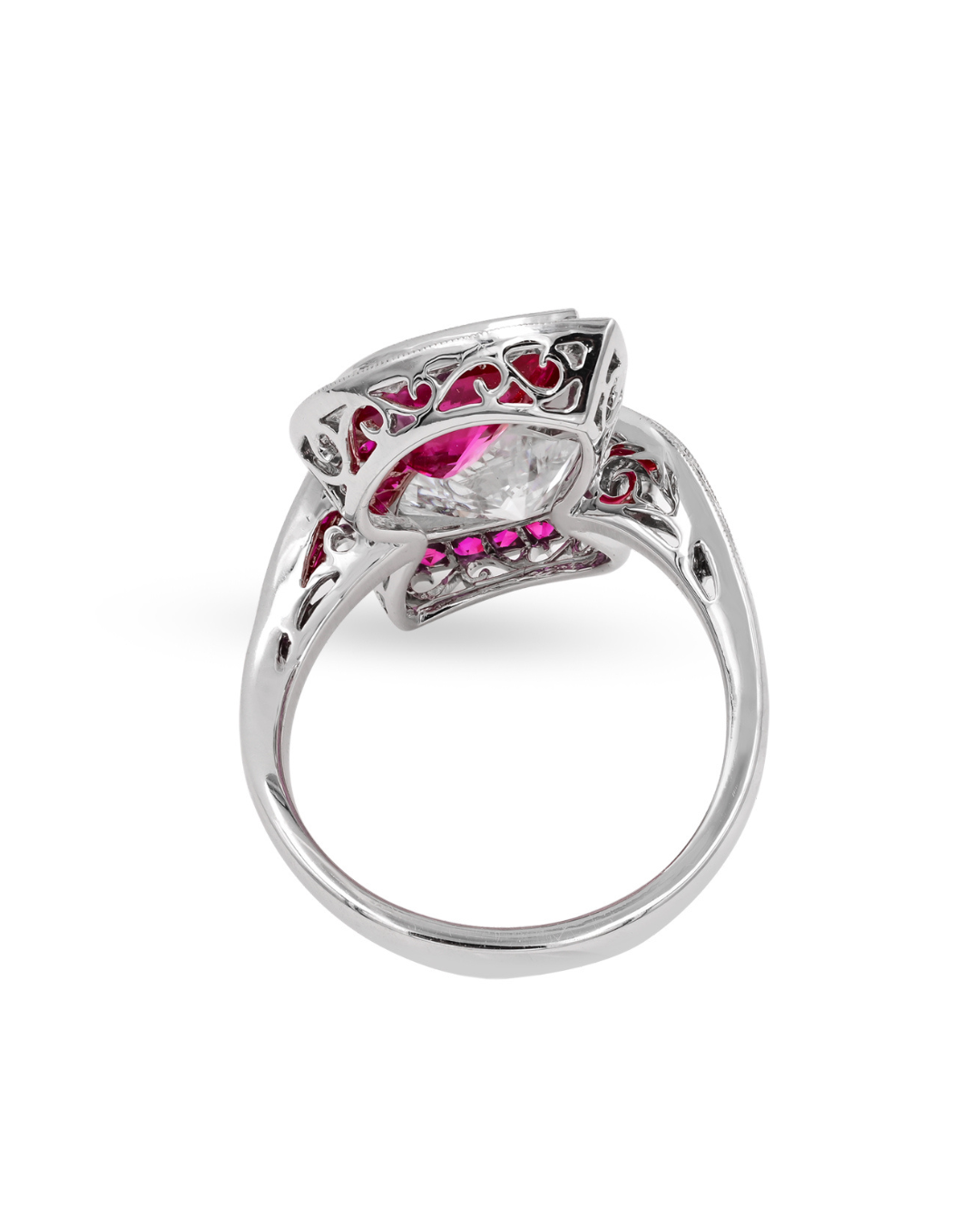 Sophia D. Pear Shape Toi et Moi Ring with Diamond and Ruby