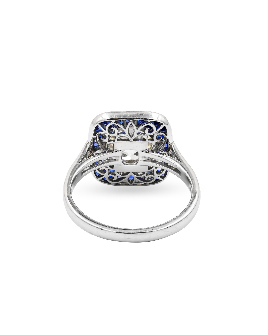 Sophia D. Old European Diamond with French Cut Blue Sapphire in Square Shape