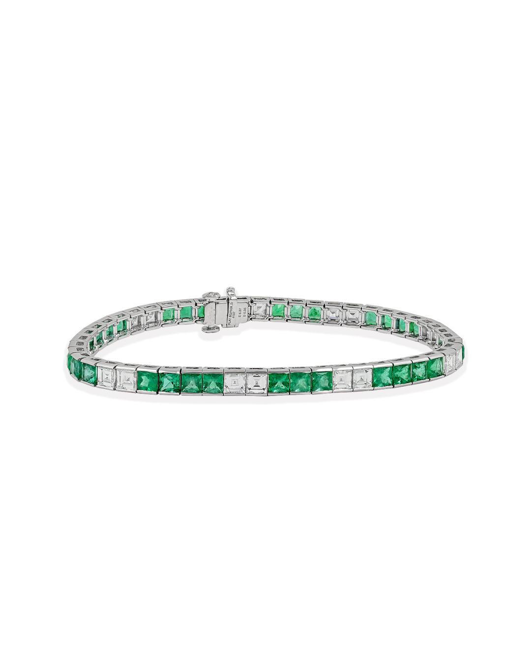 Sophia D. French Cut Emerald and Diamond Line Bracelet